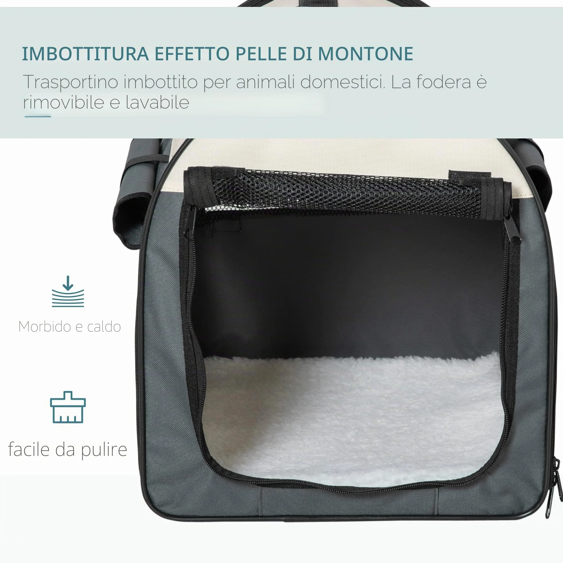 PawHut Trasportino per Animali Domestici Pieghevole in Oxford con Cuscino Rimovibile Lavabile e Borsa per Trasporto, Grigio Scuro