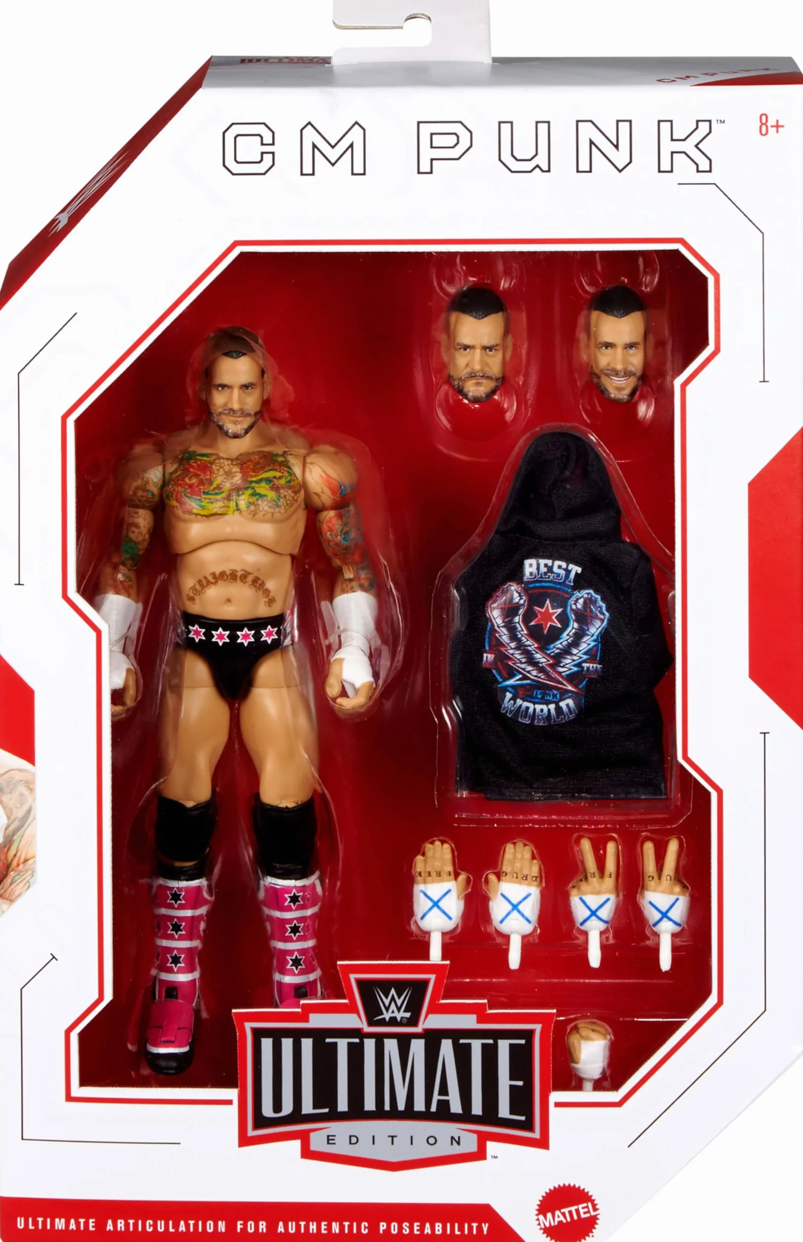 Mattel WWE CM Punk Ultimate Edition Serie 27 Action Figure 30 Articolazione Punti