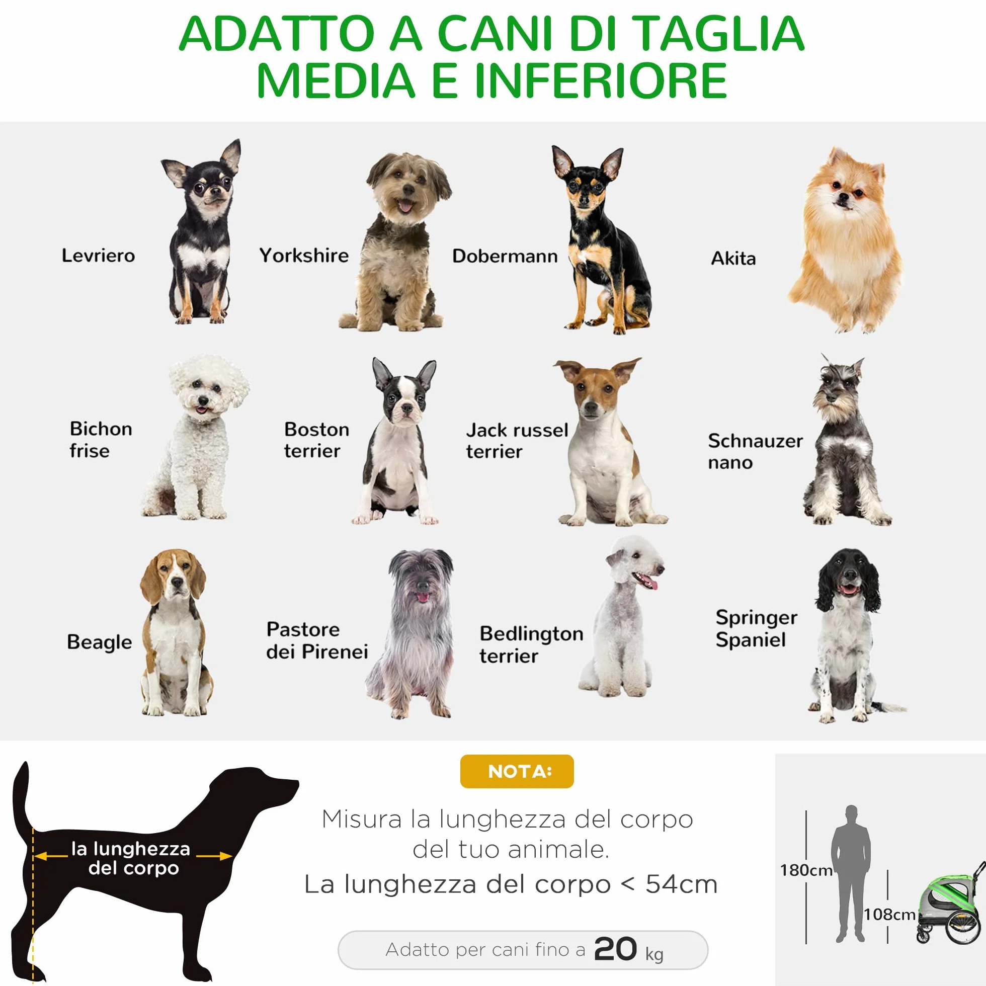 PawHut Rimorchio Bici e Passeggino per Cani 2 in 1, Carrello Bici in Acciaio e Tessuto Oxford con Catarifrangenti e Bandierina