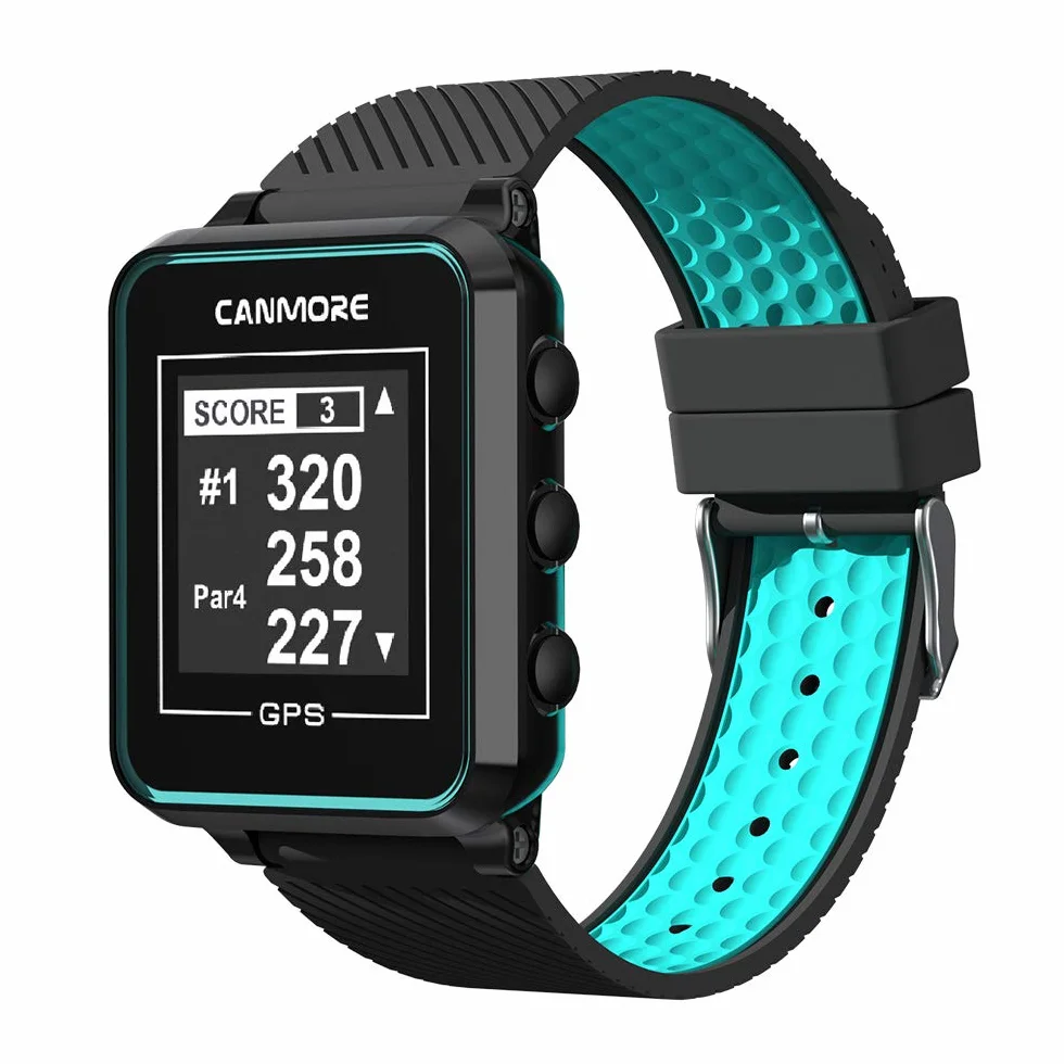 CANMORE TW353 Orologio GPS da Golf per Uomo e Donna, Display LCD ad Alto Contrasto, Oltre 41.000 Campi Precaricati in Tutto il Mondo, Accessorio da Golf Essenziale e Leggero, Turchese/Nero