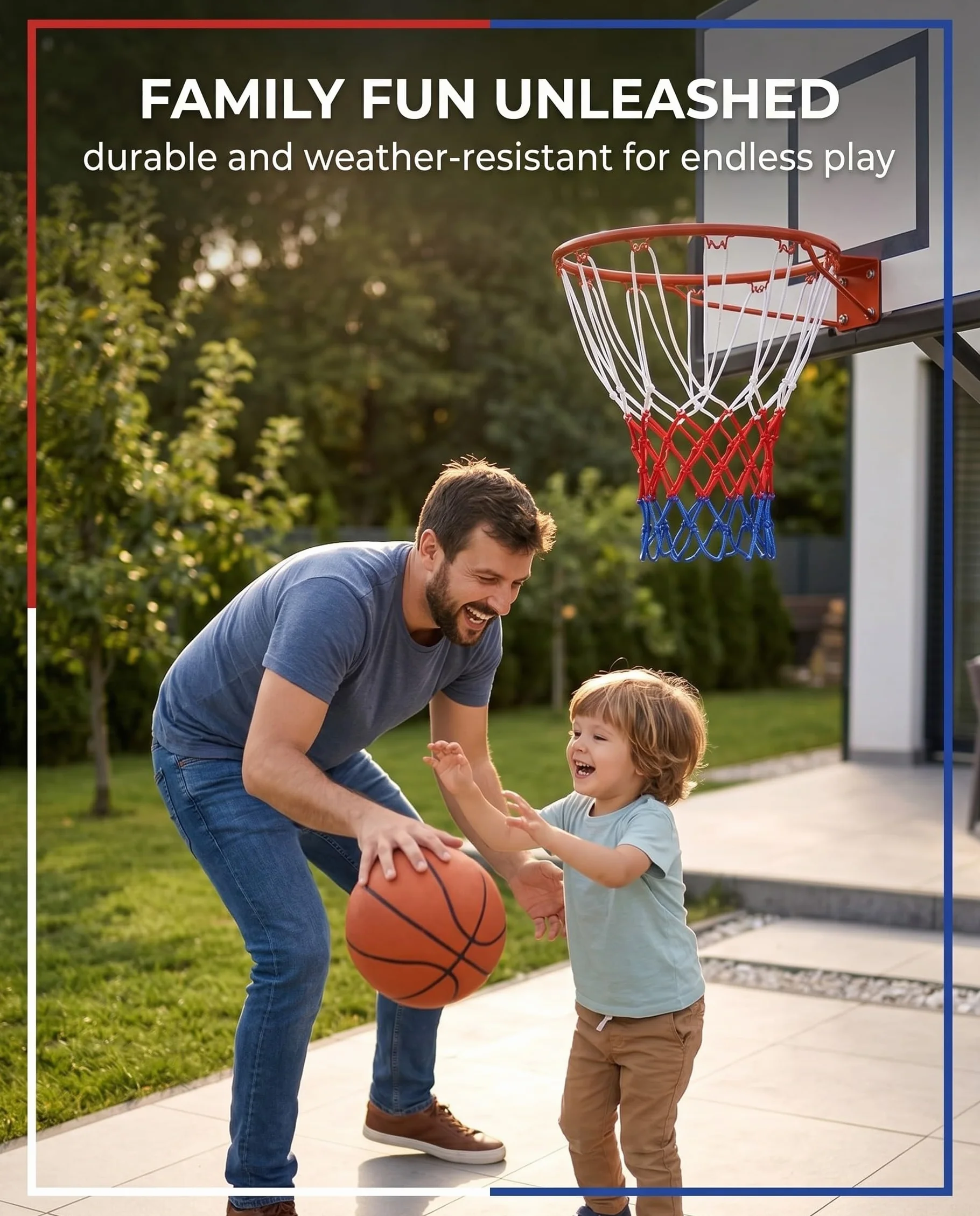 Set 2 reti da basket in nylon di ricambio 12 fori per canestro standard
