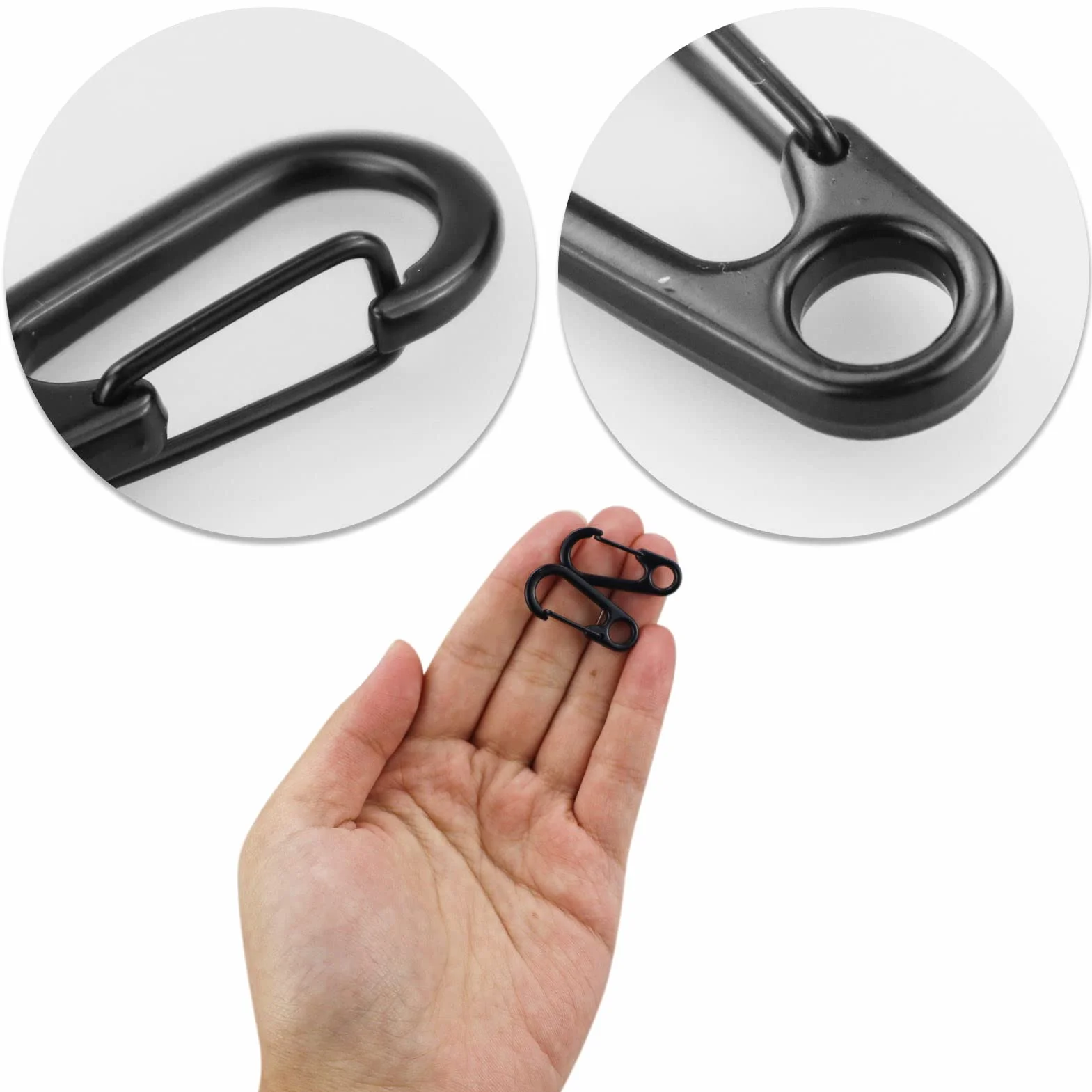 Moschettone Portachiavi 22 Mini Nero Zinco Ovale