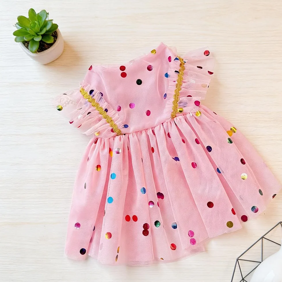 Vestito con Tutù per Cani Abito da Cane Gonna da Cucciolo Abiti da Principessa Tutù Abito da Sposa in Pizzo di Lusso com Pois(S)