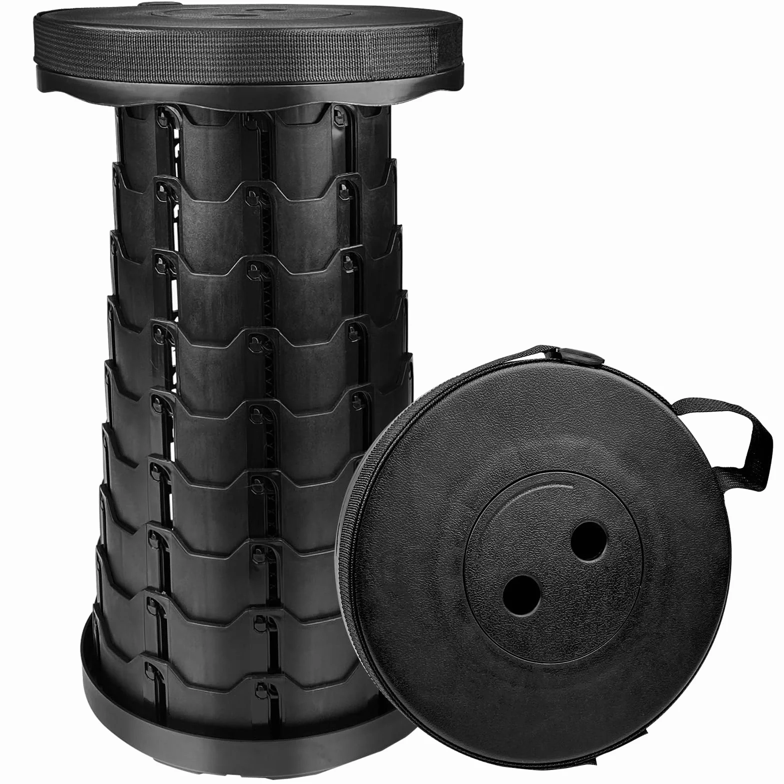 Maxentico Sgabello Pieghevole, Sgabelli Pieghevoli, Sedia Portatile, Sedile Telescopico con Cinturino Regolabile per Campeggio, Pesca, Barbecue, Interni, Viaggi, Feste, Carico Massimo 150kg