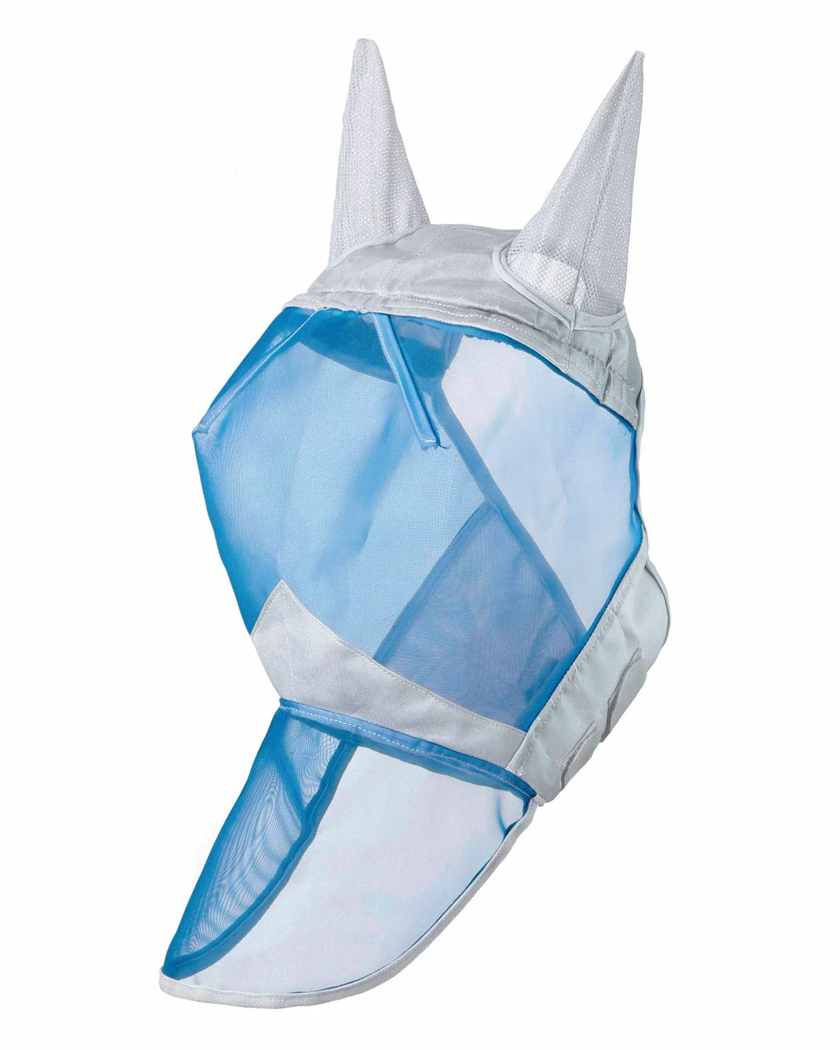 Harrison Howard CareMaster Maschera Anti-Mosche per Cavallo UV Protezione Pieno Volto Argento/Blu(M; Cob)