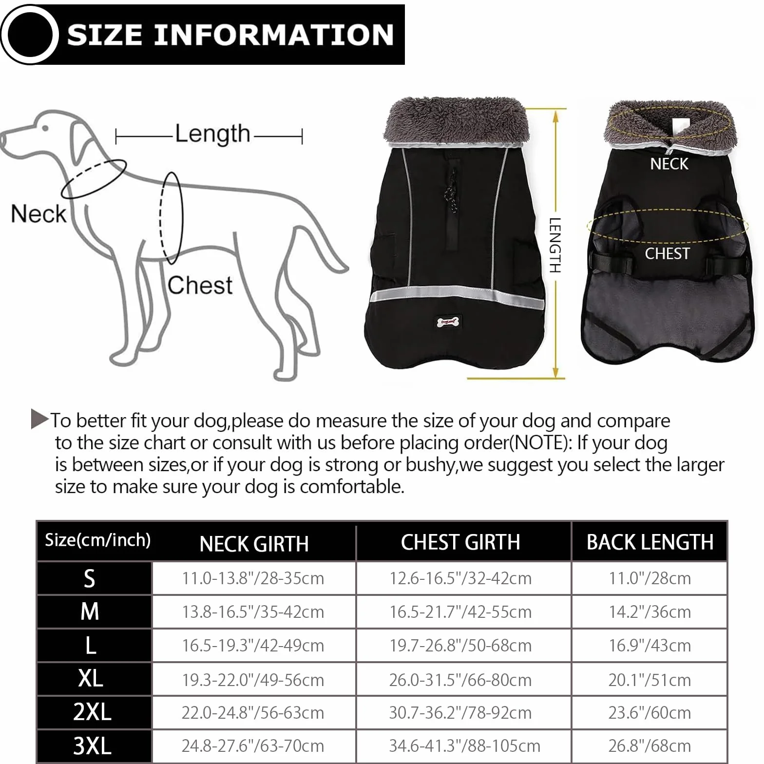 Cappotto caldo per cani riflettente impermeabile antivento giacca collo alto fodera in pile