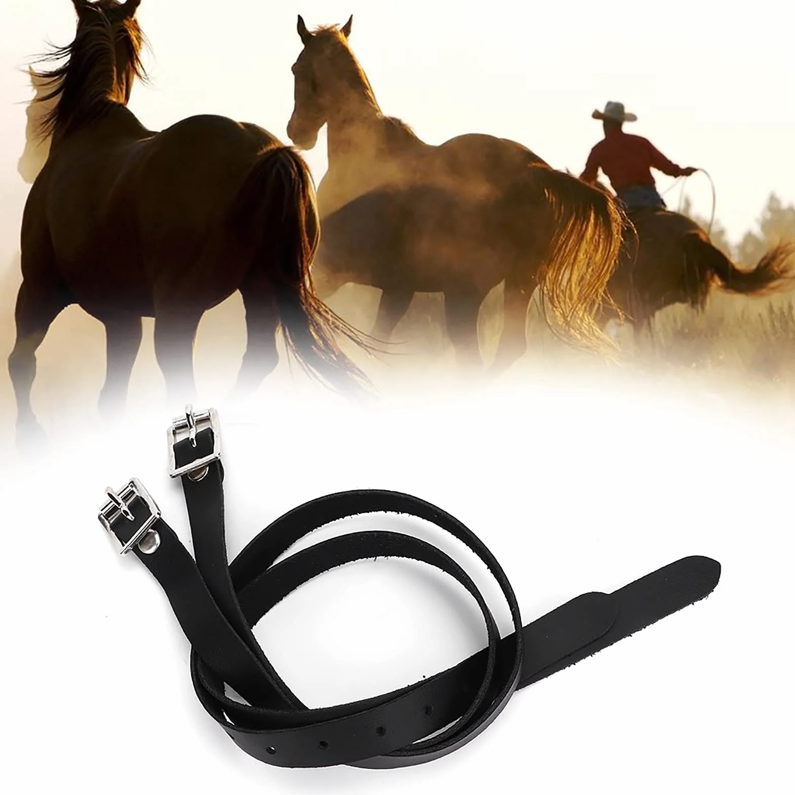 Speroni in Pelle, Speroni Equitazione, Lacci per Speroni Equitazione, Cinghie per Cavalli Cinturini, Pelle con Fibbia Acciaio Inossidabile Regolabile Cuoio Sperone Equestre Accessori Equitazione