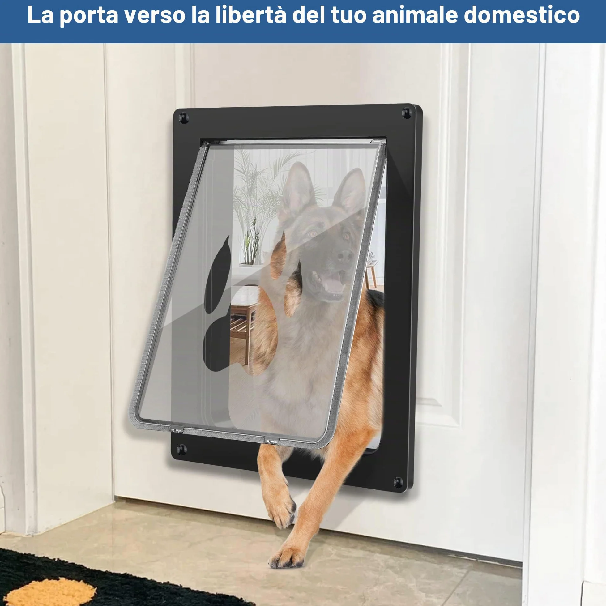 CEESC Porta per cani grande resistente alle intemperie fino a 45 kg con pannello di chiusura a scatto