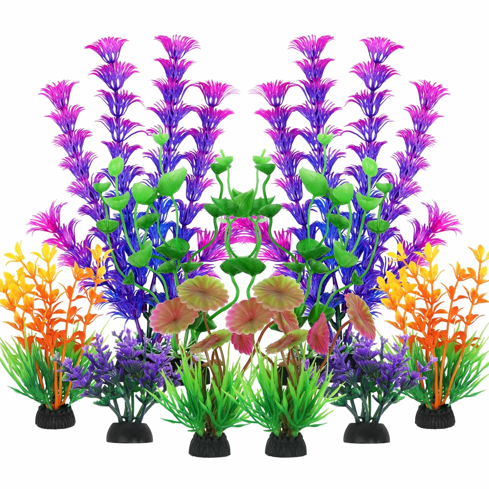 QUOZUO Decorazioni Acquario, 10 Pezzi Pianta Artificiali decorazioni piante Colorato, Accessori per acquario Decor
