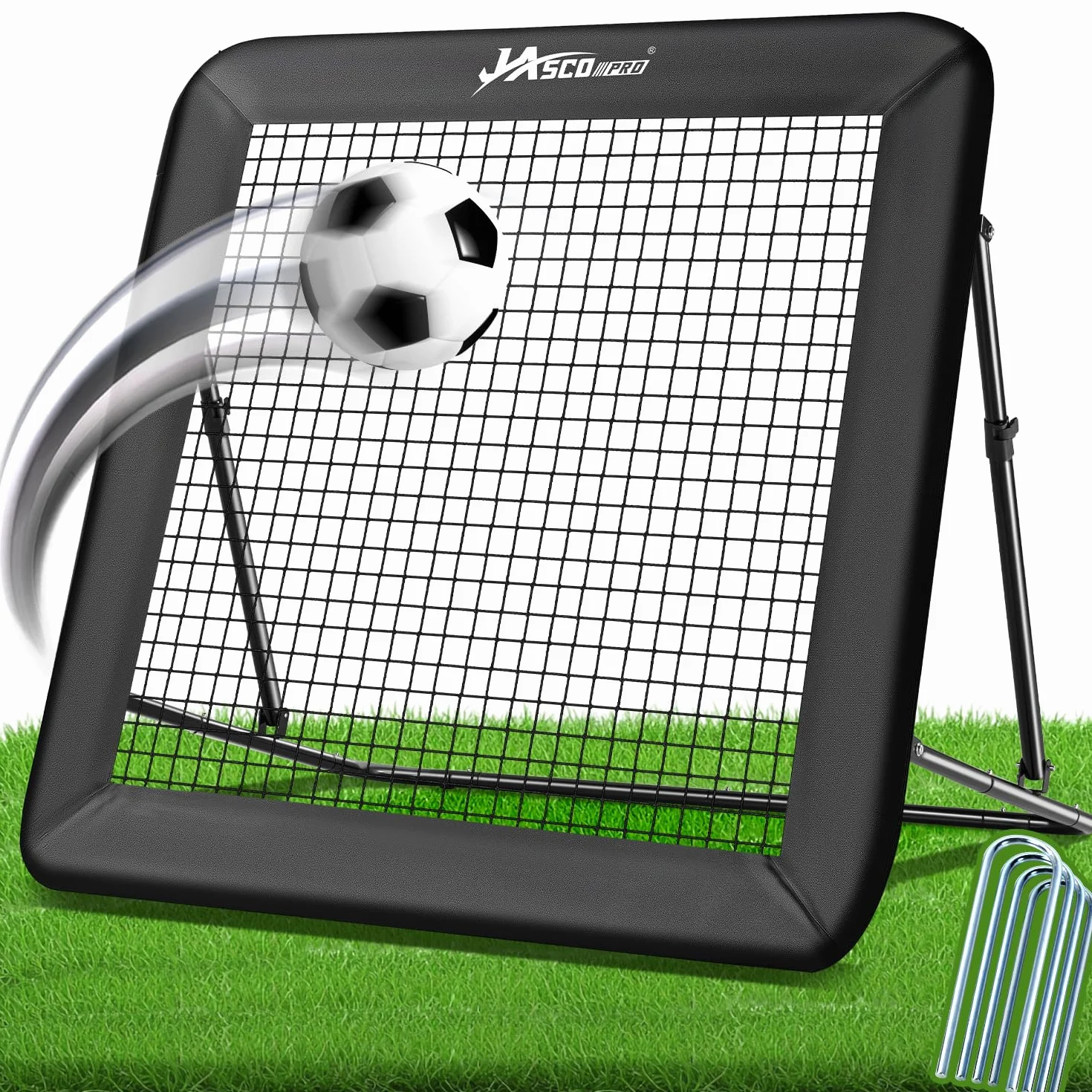 JASCOPRO Rete da rimbalzo da calcio, bersaglio per porta da calcio, attrezzatura da allenamento portatile