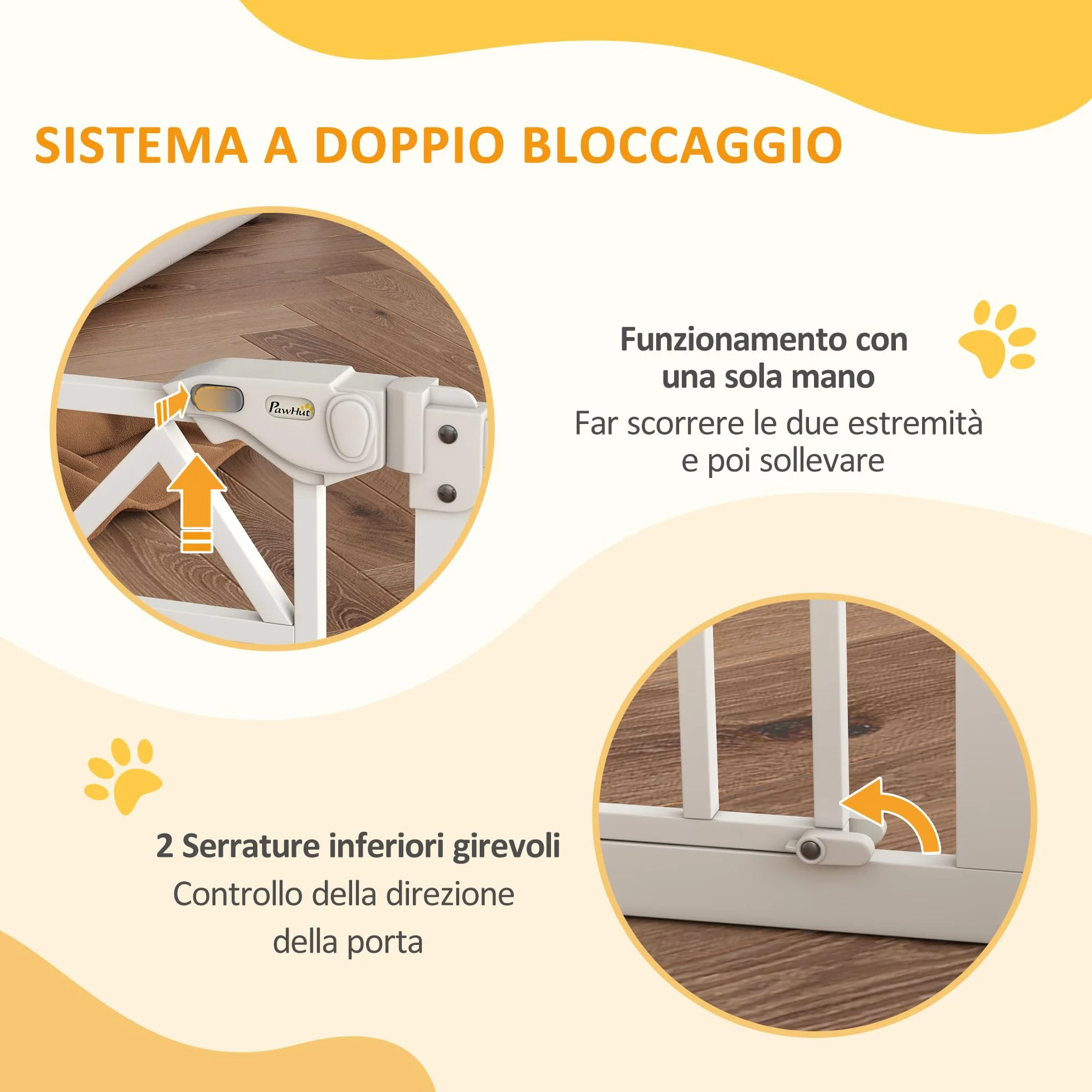PawHut Cancello per Cani Regolabile 74-100x76cm Metallo Plastica Bianco