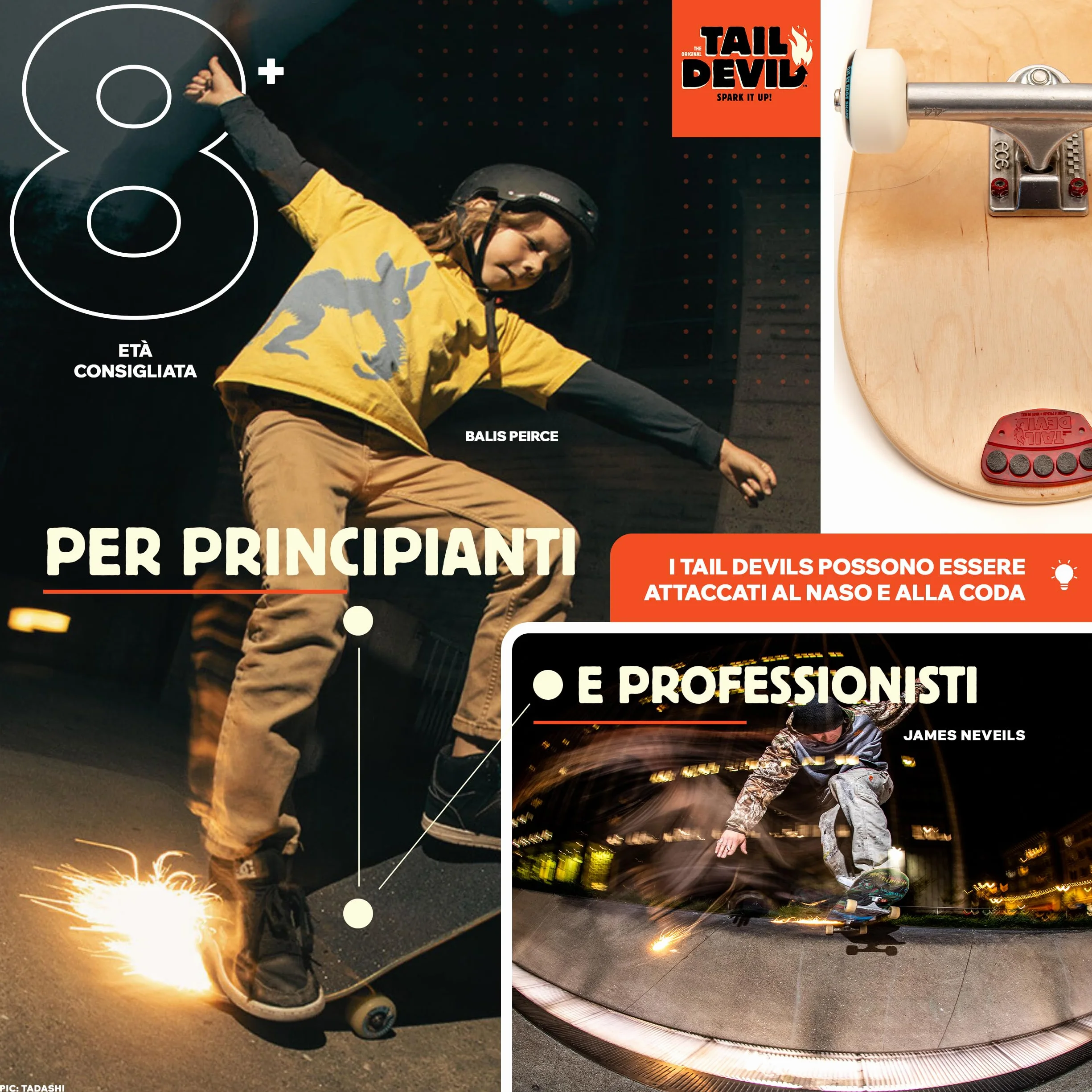 Tail Devil Tail Devil Spark It Up! Spark Plates dla Skateboard dla Dzieci i Dorosłych - Akcesoria do Skateboard Profesjonalne i Dla Początkujących