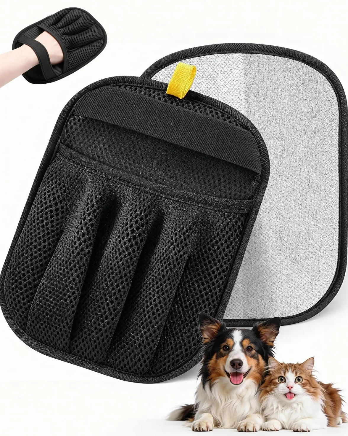 JIMYIU Guanti per la rimozione dei peli di Animali (Confezione da 2) – Riutilizzabili e Lavabili, per Cani e Gatti – Efficaci per Divano, Auto, tappeti e Vestiti