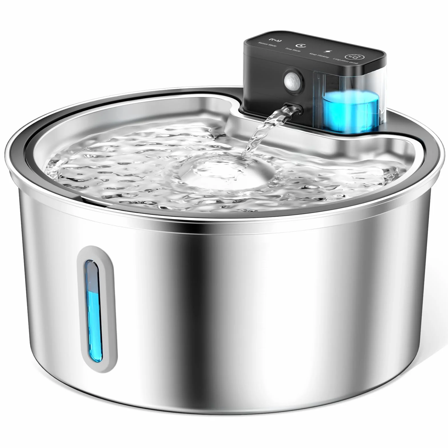 PawPoll Fontanella per Gatti senza Fili 3,2L con Batteria 4200mAh, Fontana per Gatti con Sensore di Movimento, Ultra Silenziosa 304 Acciaio Inossidabile Fontanella Gatto Ricaricabile