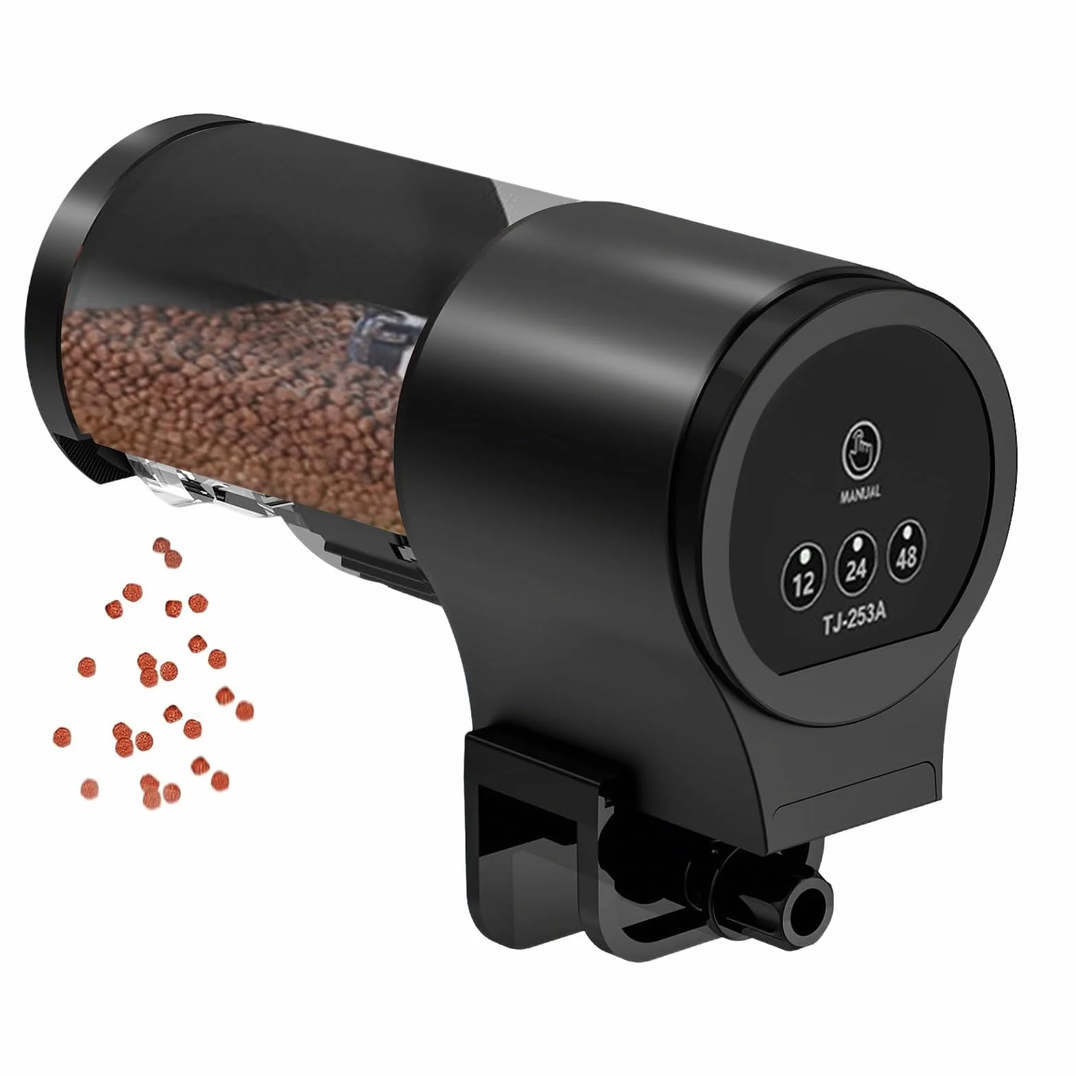 Alimentatore Automatico per Pesci - Mangiatoia Automatica E Manuale Per Acquario | Capacità 100ml Dispensazione Temporizzata 12H 24H 48H Per Gamberetti Tartarughe Tetra Koi Betta