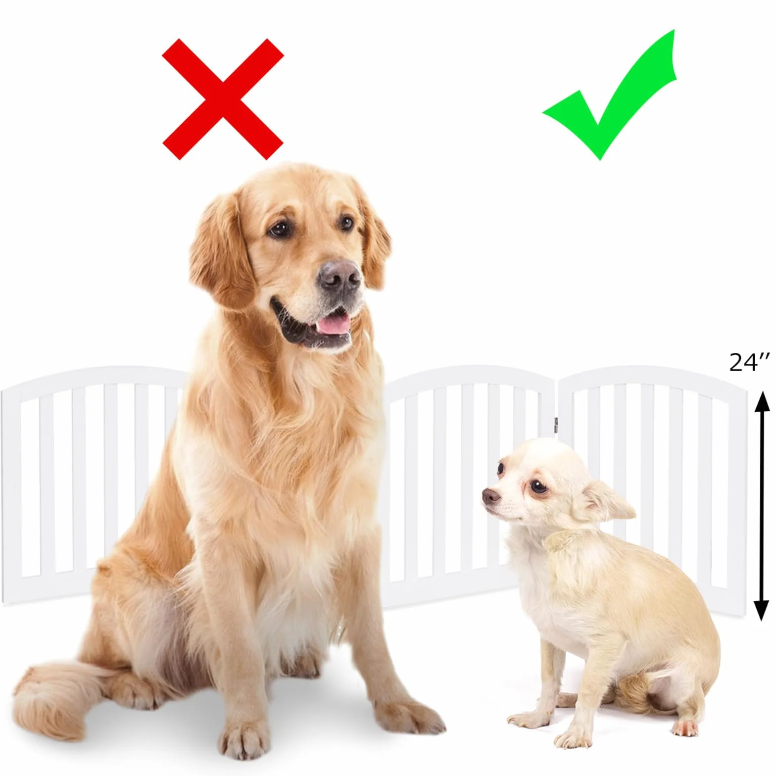 COSTWAY Cancelletto per Cani Pieghevole in Legno 4 Ante 246 x 61 cm Bianco