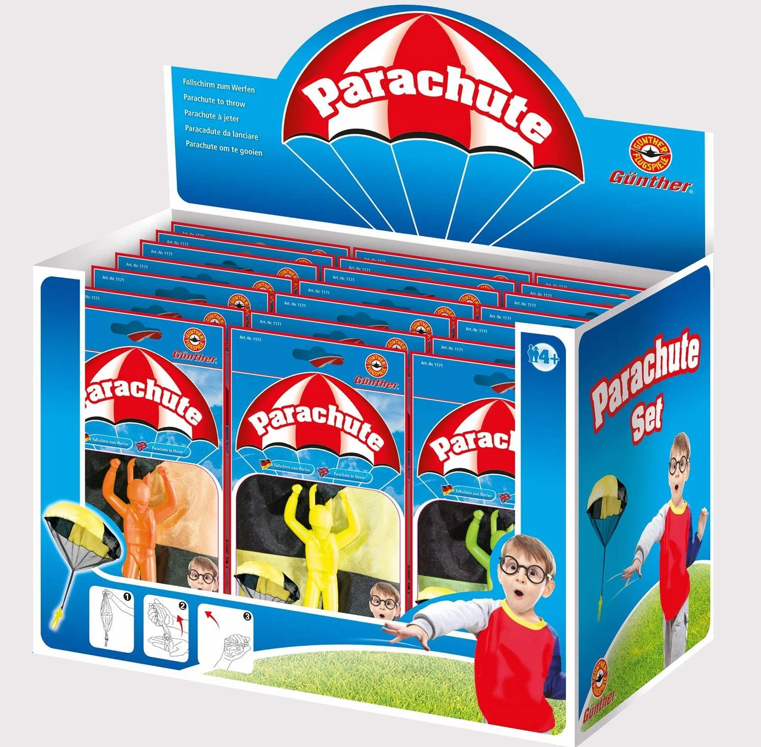 GÜNTHER FLUGSPIELE Parachute à lancer 46 cm couleurs assorties