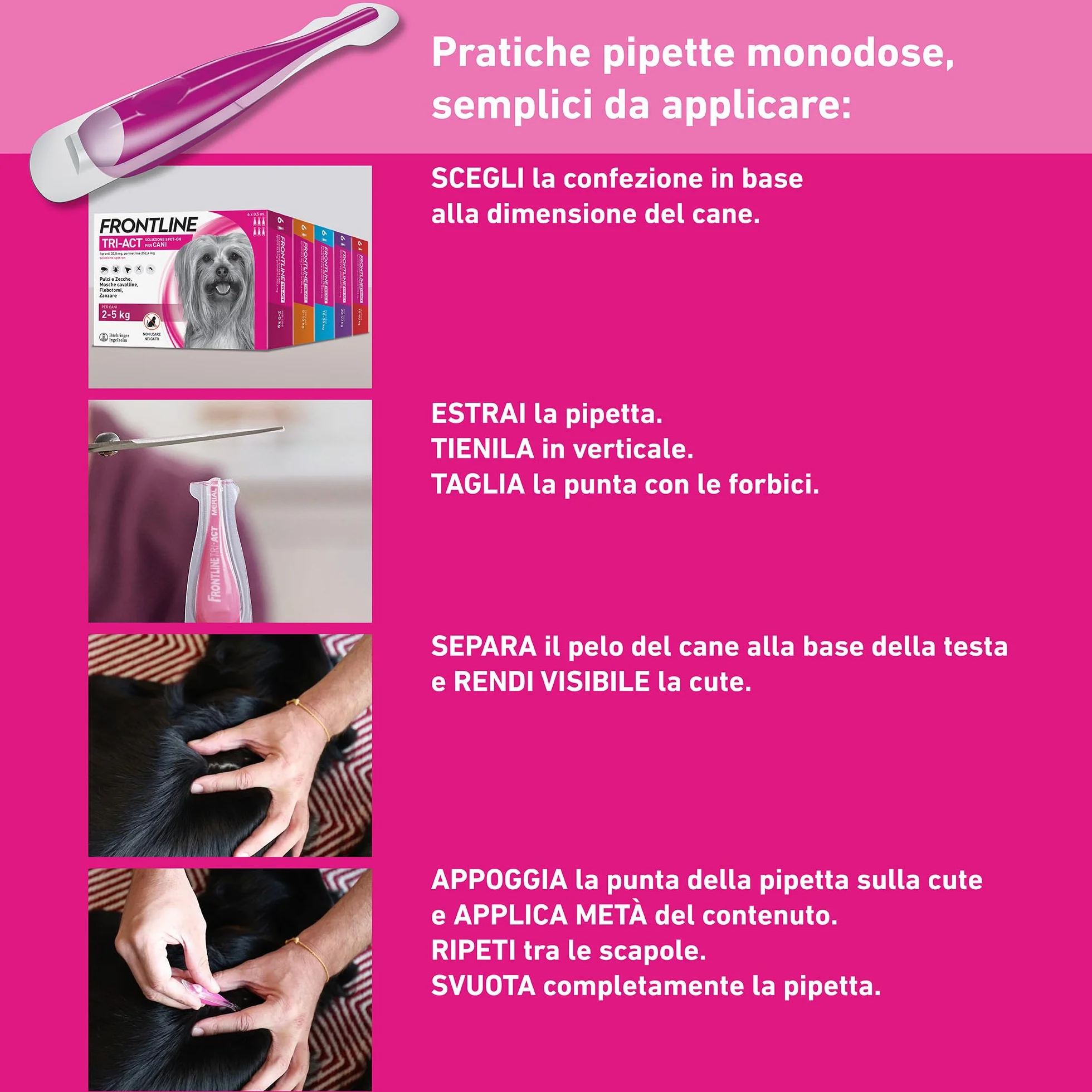 Frontline Triact 6 Pipette Cane L (20-40Kg) Antiparassitario Lunga Durata Protegge da Pulci Zecche Zanzare Pappataci Leishmaniosi