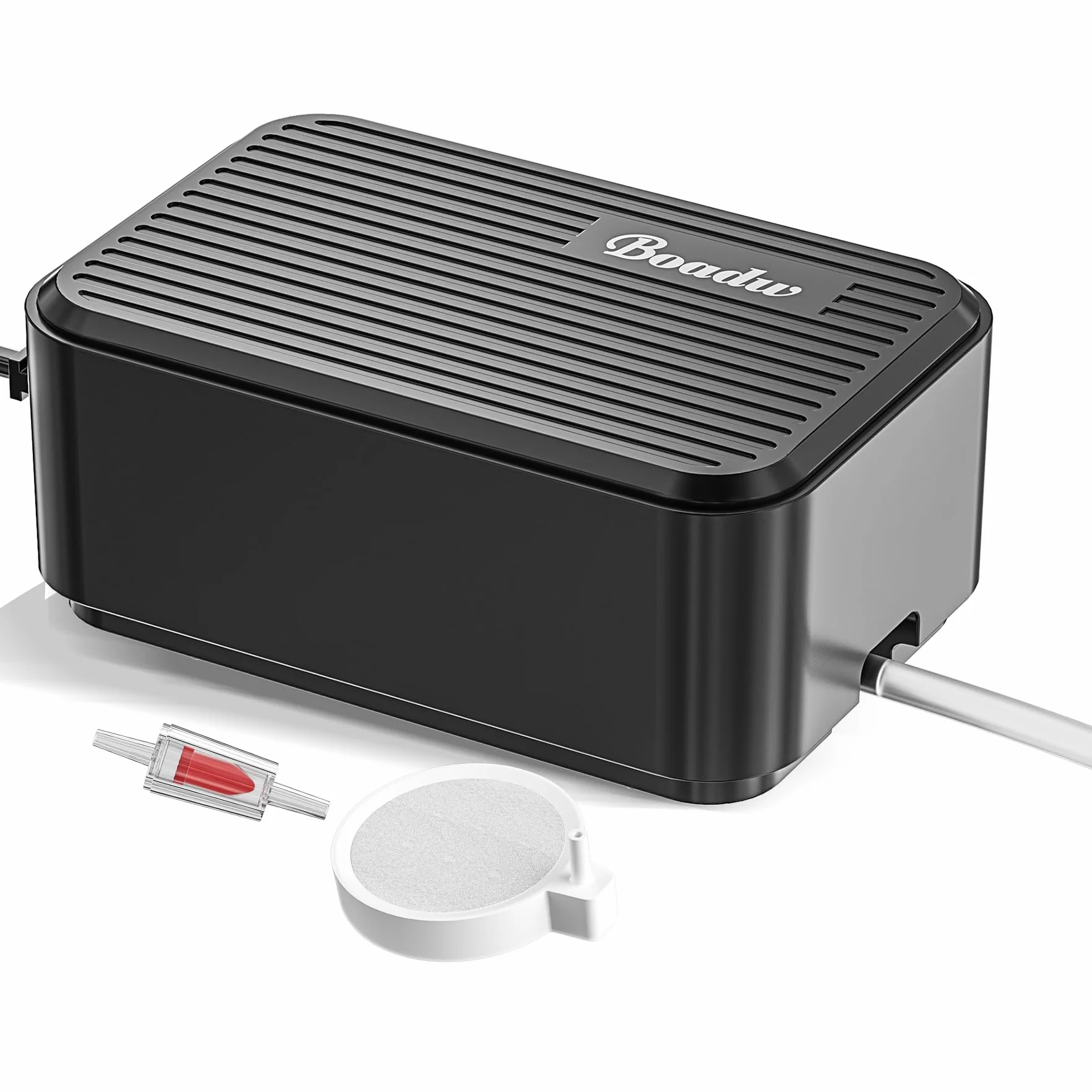 Pompa d'aria per acquari Boadw più silenziosa, pompa di ossigeno regolabile da 2,3 W per acquari fino a 100 litri con tutti gli accessori <30 dB