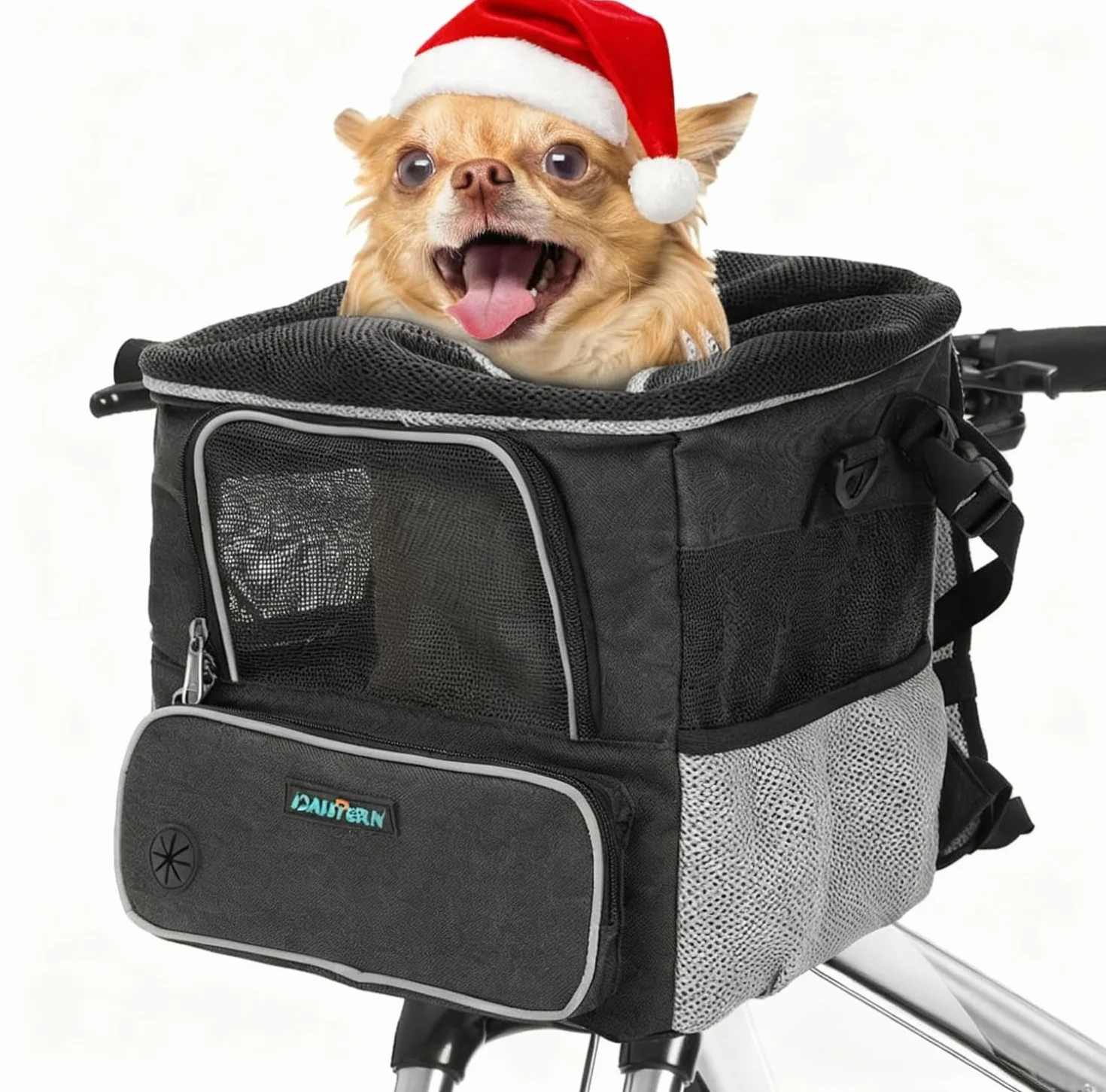 Cestino per Bicicletta per Cani fino a 3KG con Supporto Φ53mm, Zaino Multifunzione, Borsa a Tracolla e Seggiolino Auto con Finestre in Rete, Cuscino Impermeabile per Cuccioli