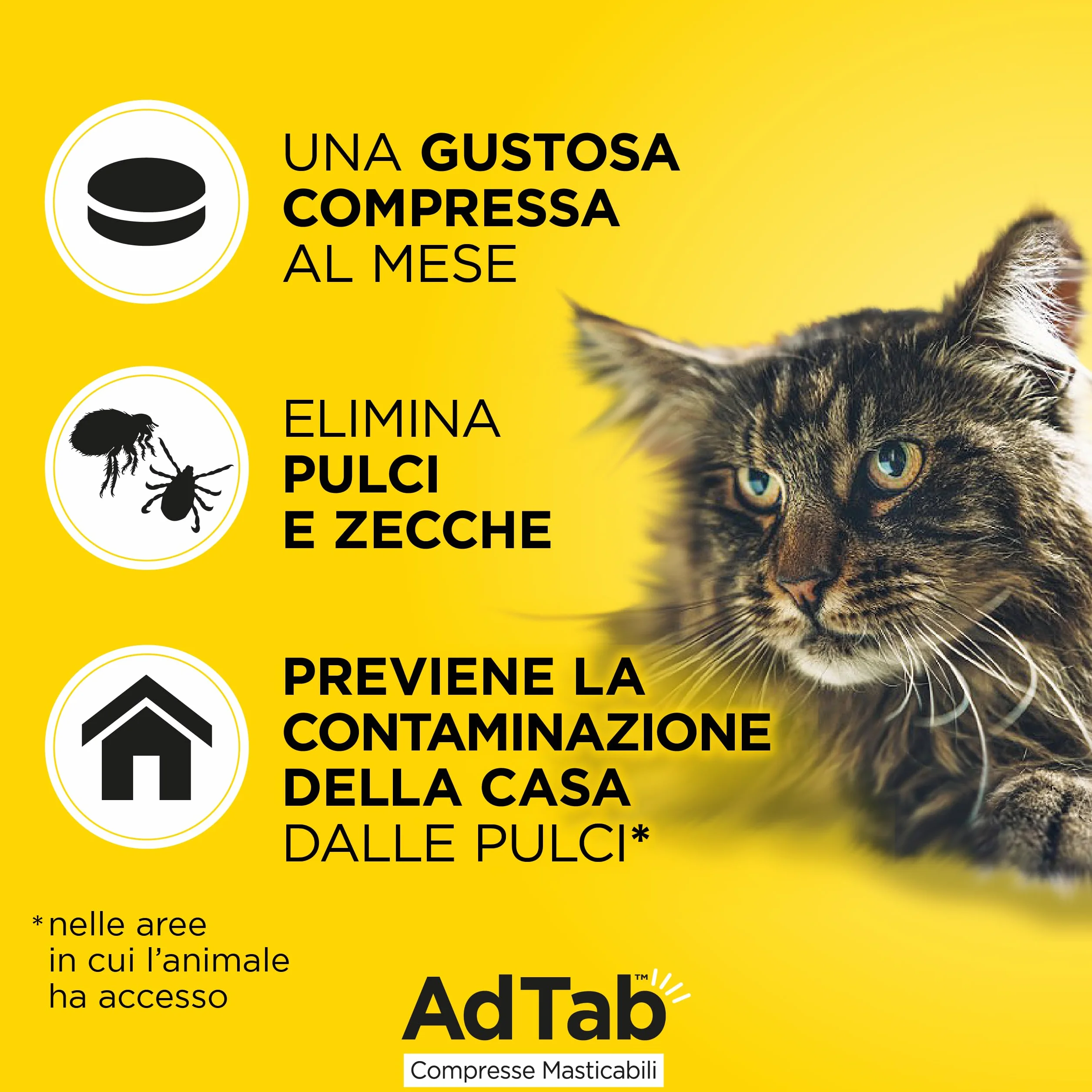 AdTab Compresse Masticabili per gatti 2,0-8,0 Kg - 3 compresse