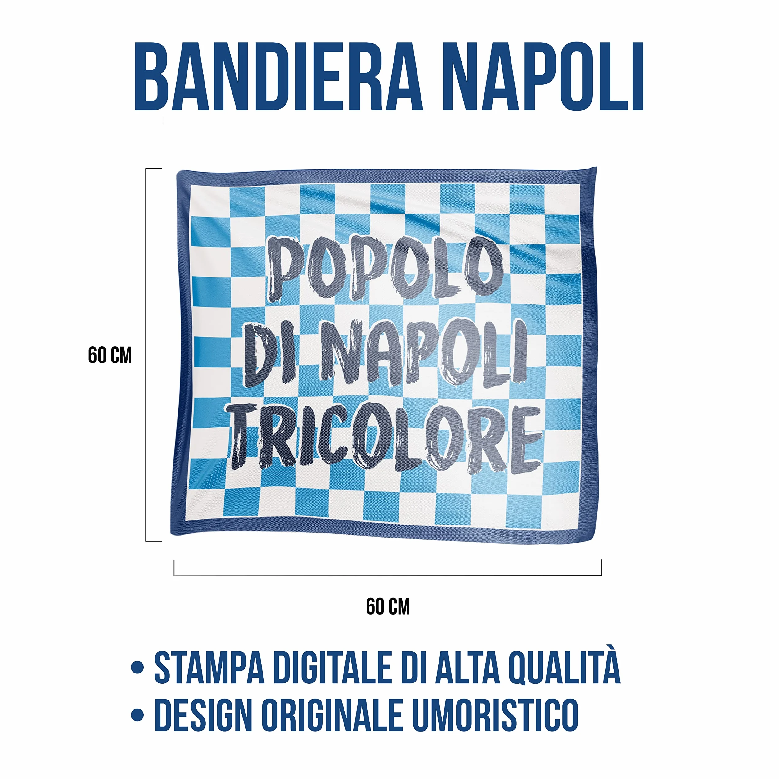 Bandiera 4° Scudetto Napoli 60x60 cm Gadget Tricolore