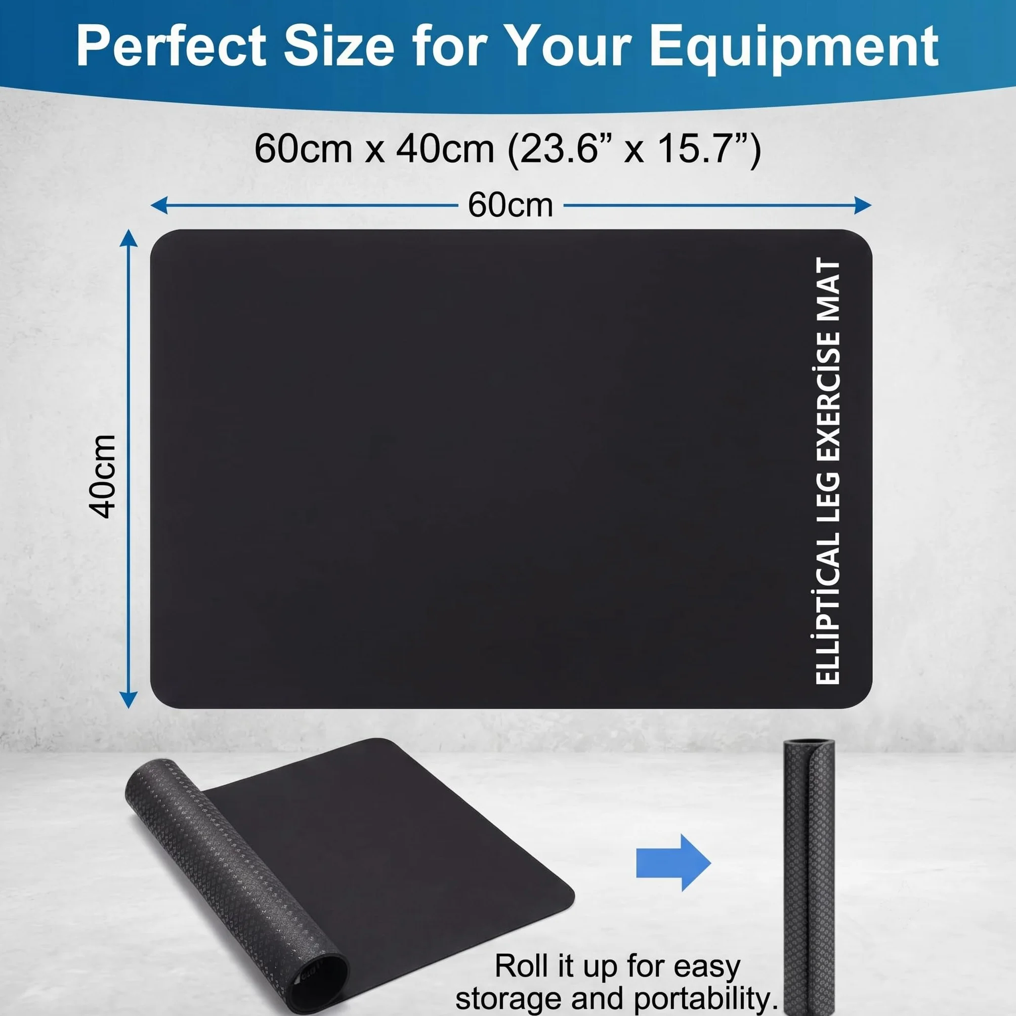 60 x 40cm Upgraded Tappetino Fitness, Tappetino per Palestra Anti-Rumore e Anti-Scivolo con Protezione Pavimento per Home Trainer, Ellittica, Pedaltrainer e Attrezzatura Gym
