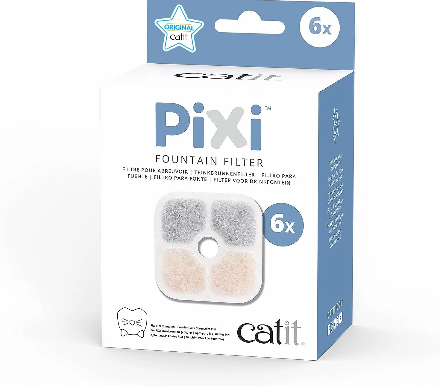 Catit Pixi - Filtro di ricambio per fontana Catit Pixi, confezione da 6