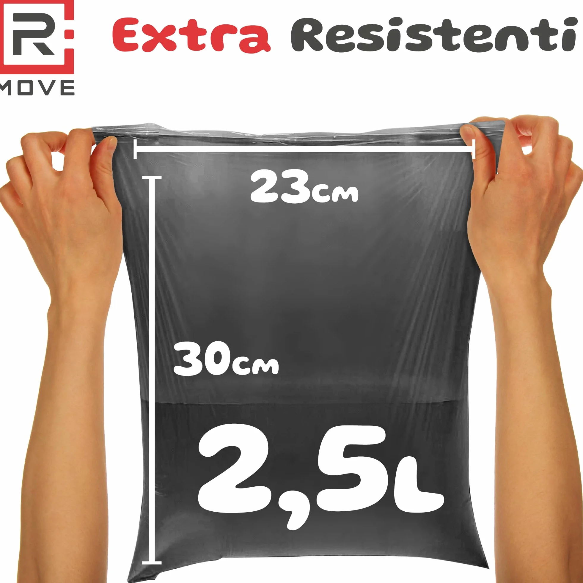 R MOVE Sacchetti Cane Cacca 810 pz (54 Rotoli) - Sacchettini Igienici per Cani, bustine per cani, dog poop bags resistenti antiforatura, 30x23 cm 2,5 Litri compatibili con tutti i porta rotoli