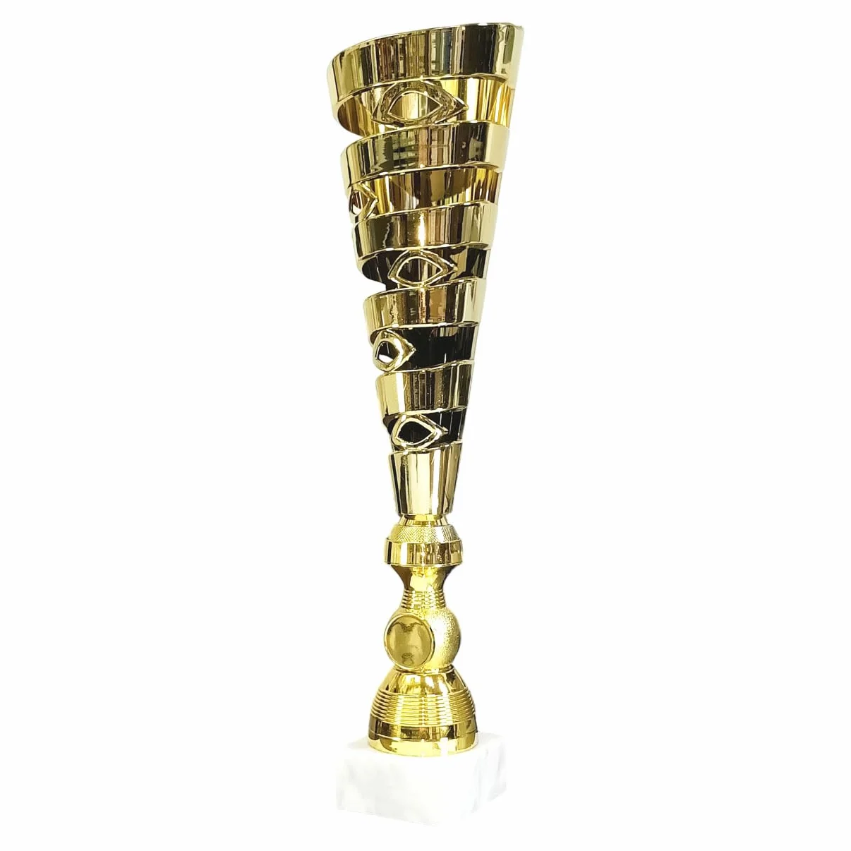 Coppa Trofeo Dorata 38,50 cm Base in Marmo Bianco, Disponibile in 3 Altezze