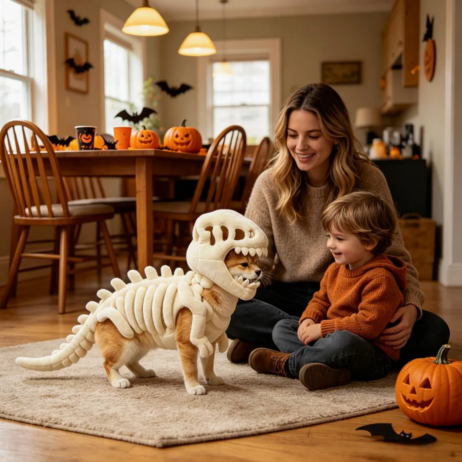 Costume da scheletro da dinosauro per animali domestici | Costume per cani con osso di dinosauro per Halloween, per casa, appartamento, spettacoli teatrali, feste a tema, fotografie