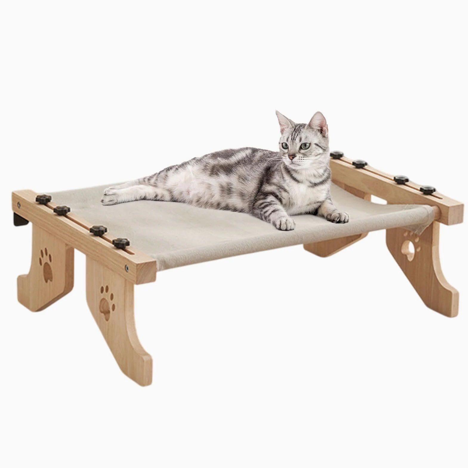 Amaca Per Gatto Robusto trespolo regolabile in legno e metallo per | Design ad Amaca, in Legno e Metallo Robusto Trespolo, Seduta Interna, Robusto per Finestra e