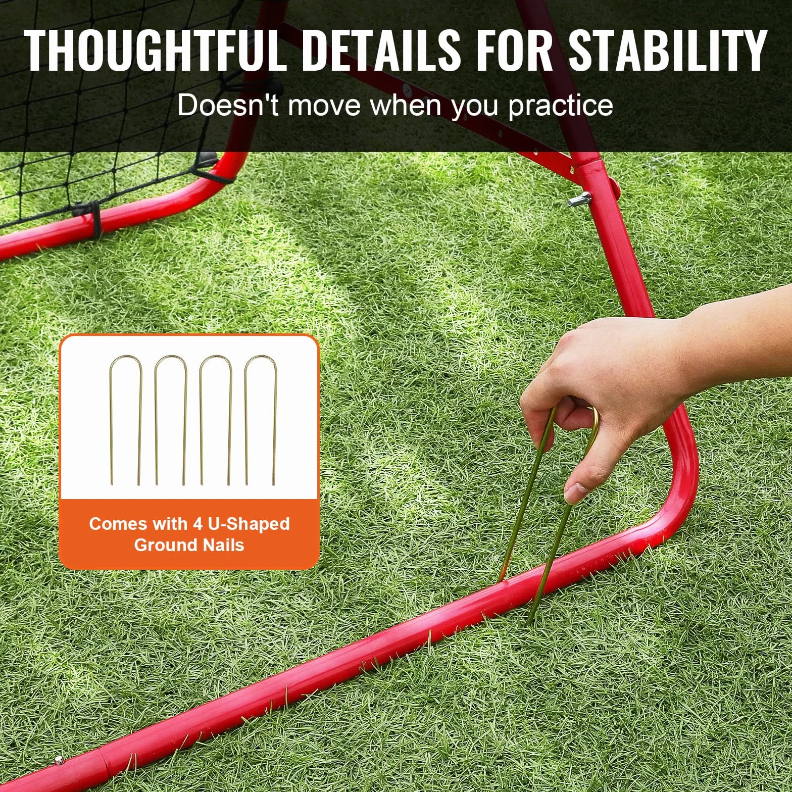 VEVOR Rete da Calcio Rimbalzo Pop Up 1 x 1m Rete da Calcio Rimbalzo da Allenamento Portatile per Giardino Angolo Regolabile Tubo in Ferro Rete in PE, Obiettivo Calcio Pieghevole Bambini Adolescenti