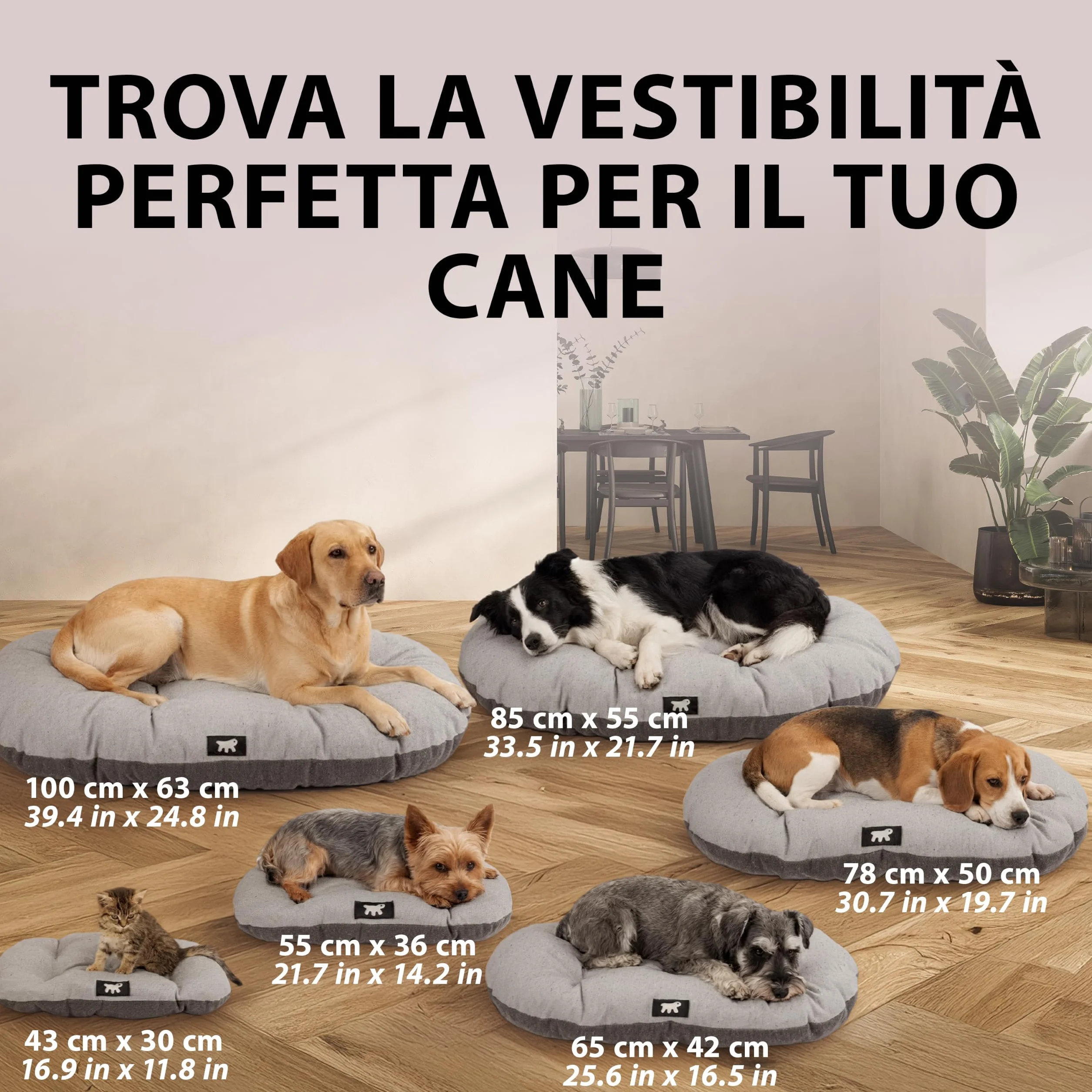 Ferplast Cuscino imbottito per cani e gatti SCOTT 45/2, Double-face, Scozzese, Soffice velluto, Lavabile, Blu