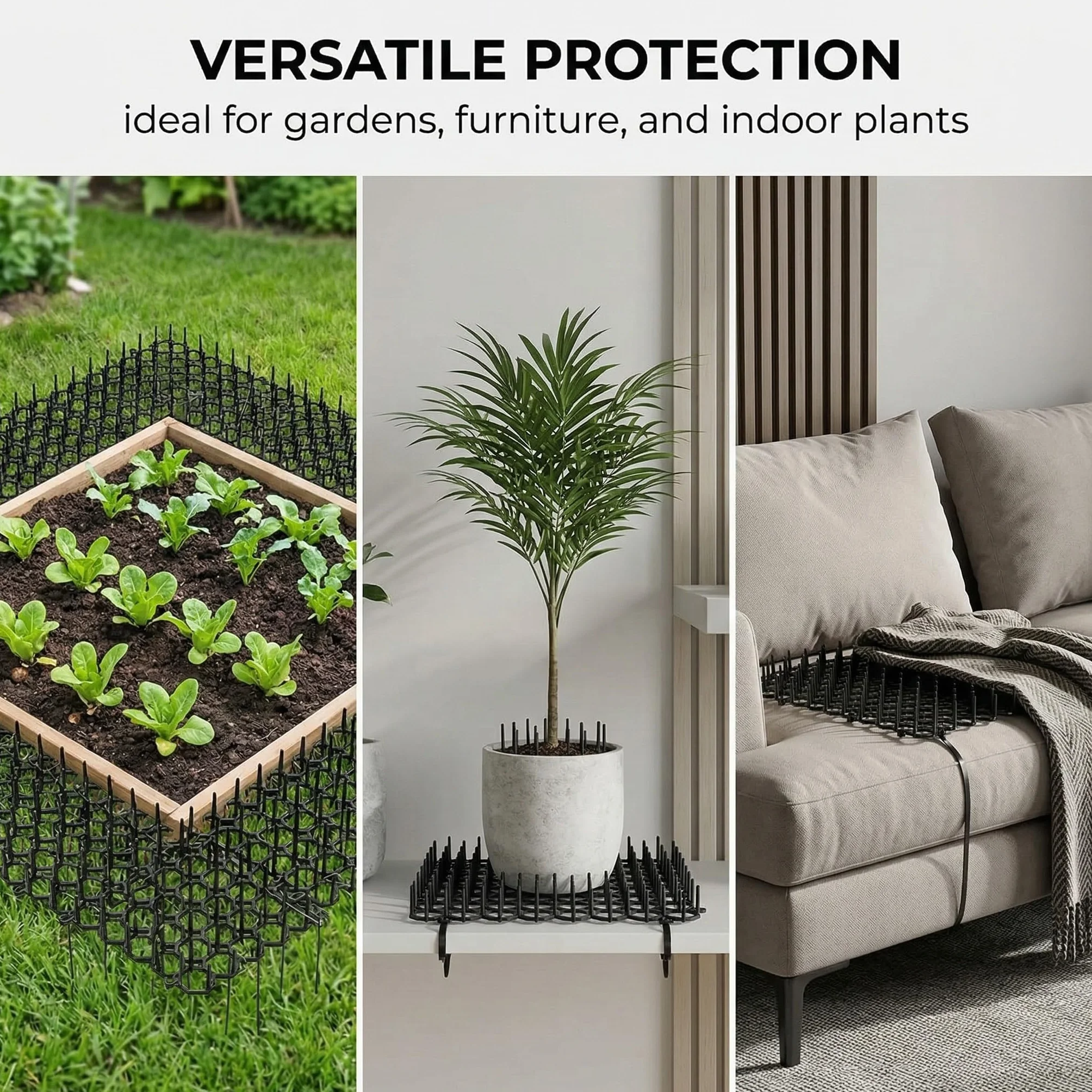Tappetini Dissuasori Per Gatti (Set Da 6, 20X15Cm) - Repellente Con 6 Picchetti Di Fissaggio E 30 Fascette In Nylon- Griglia Con Punte Per Giardino, Divano - Barriera Interno/Esterno