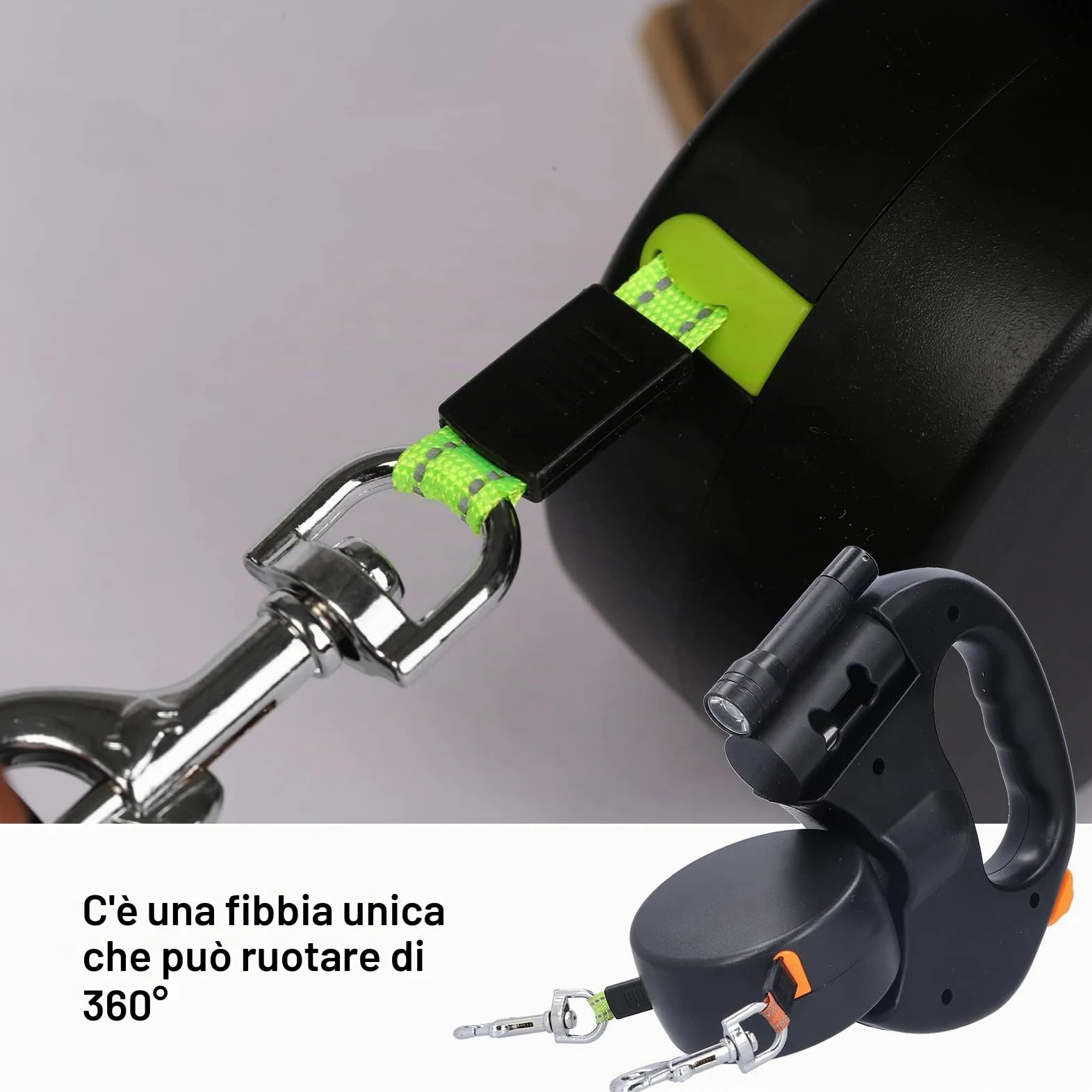 HEEPDD Guinzaglio Retrattile Doppio per Cani, Guinzaglio Estensibile Automatico con Cinturino Riflettente, Lunghezza per Passeggiate e Corsa