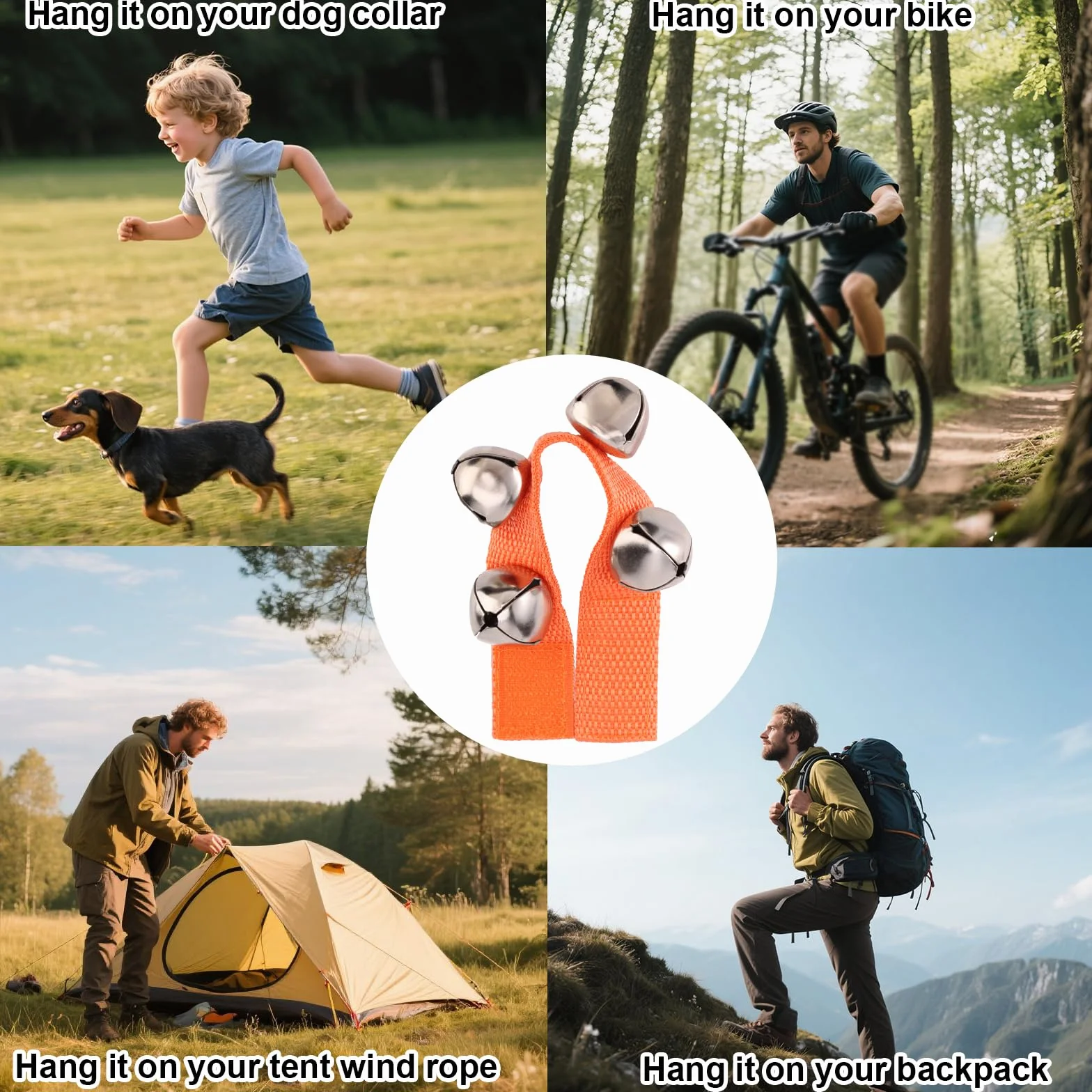 Lyreh Campanello Orso, Campanello Anti Orso Portatile e Rumoroso per Escursionisti Prodotto di Sicurezza con Chiusura a Strappo Cinturino per Cani Ciclismo Pesca Campeggio Arrampicata(Arancione)