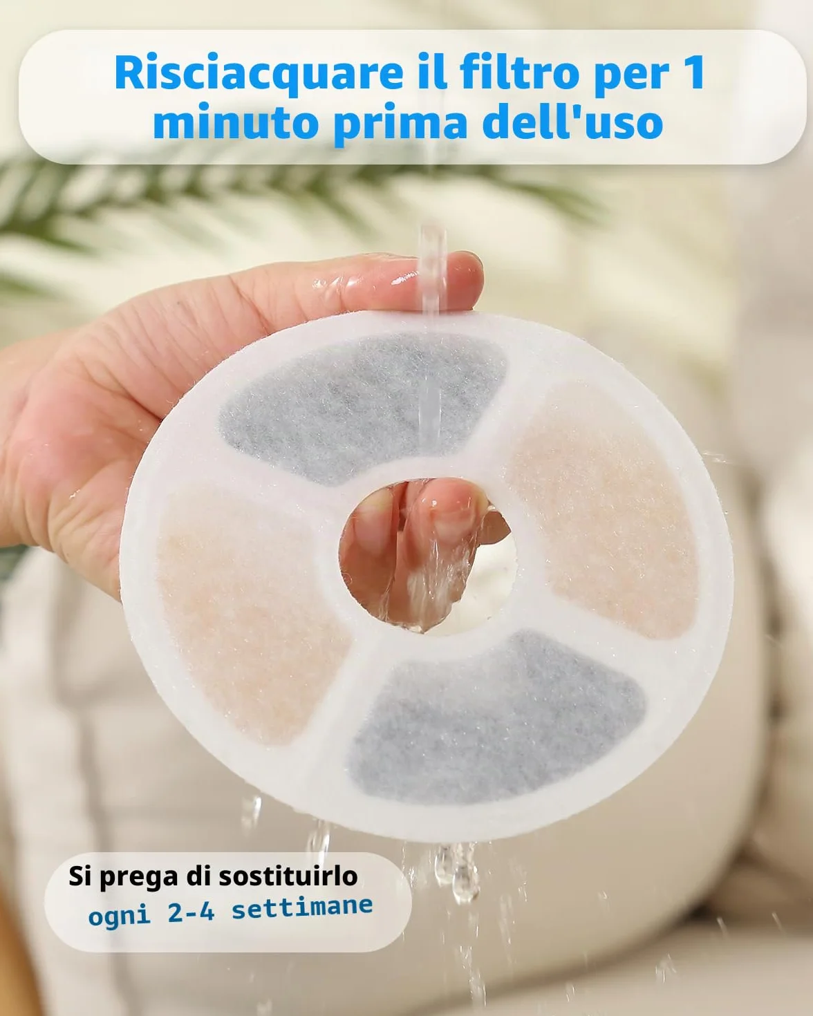 Filtri Fontanella per Gatti, Filtro per 2-2.5L Fontana, Filtri di Ricambio per Fontanella Animali Domestici con Resina e Carboni Attivi per Dispenser Acqua Automatico（6 Pezzi)