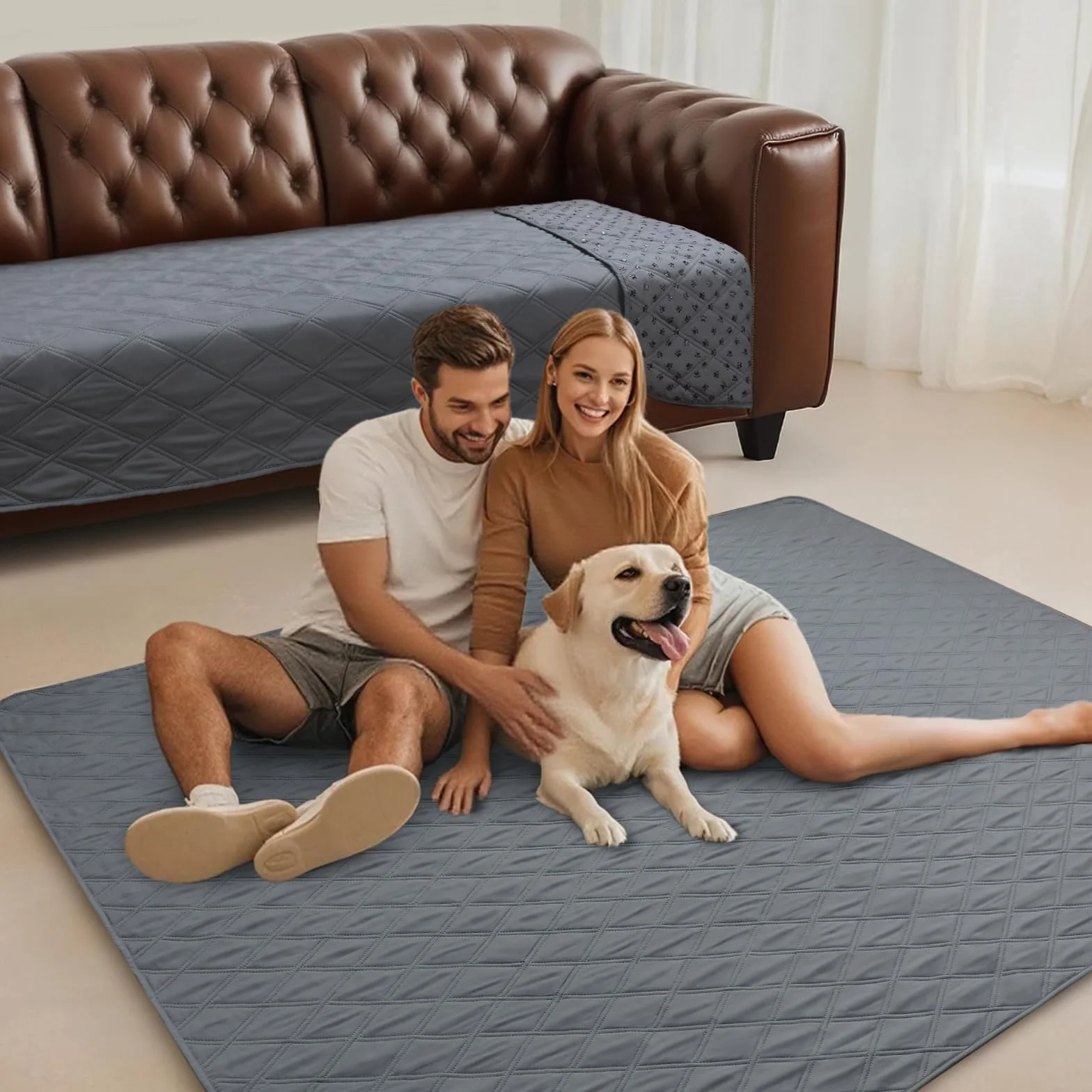 Copridivano per Cani Impermeabile 100% con Punti Antiscivolo, Protezione Mobili, Lavaggio in Lavatrice, Grigio 76x178 cm