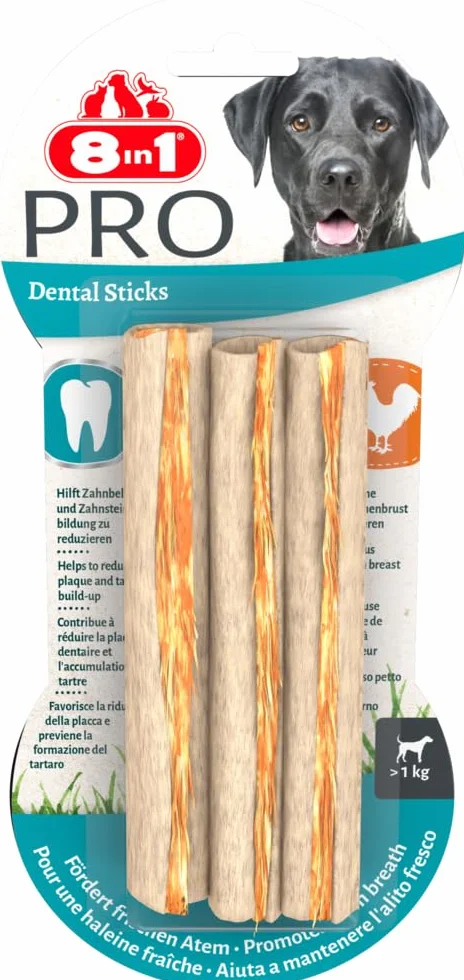 8in1 Pro Dental Sticks - Bastoncini da Masticare Sani per Cani per la Cura dei Denti, 3 Pezzi