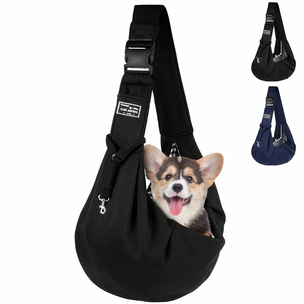 Borsa da Viaggio per Cani Regolabile Reversibile a Tracolla per Cane Gatto fino a 7.5 kg
