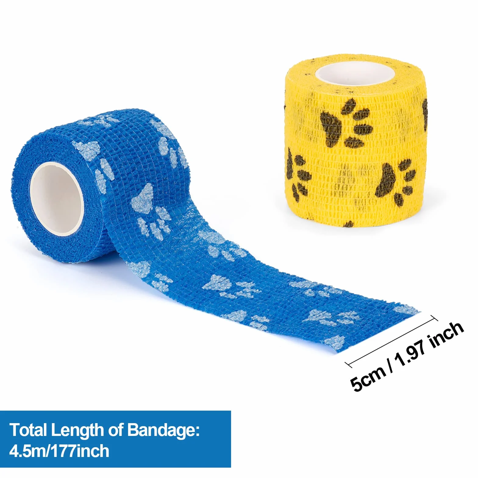 Pet Vet Wrap Bendaggio Coesivo Elastico Autoadesivo 5cm x 4.5m 9 Rotoli
