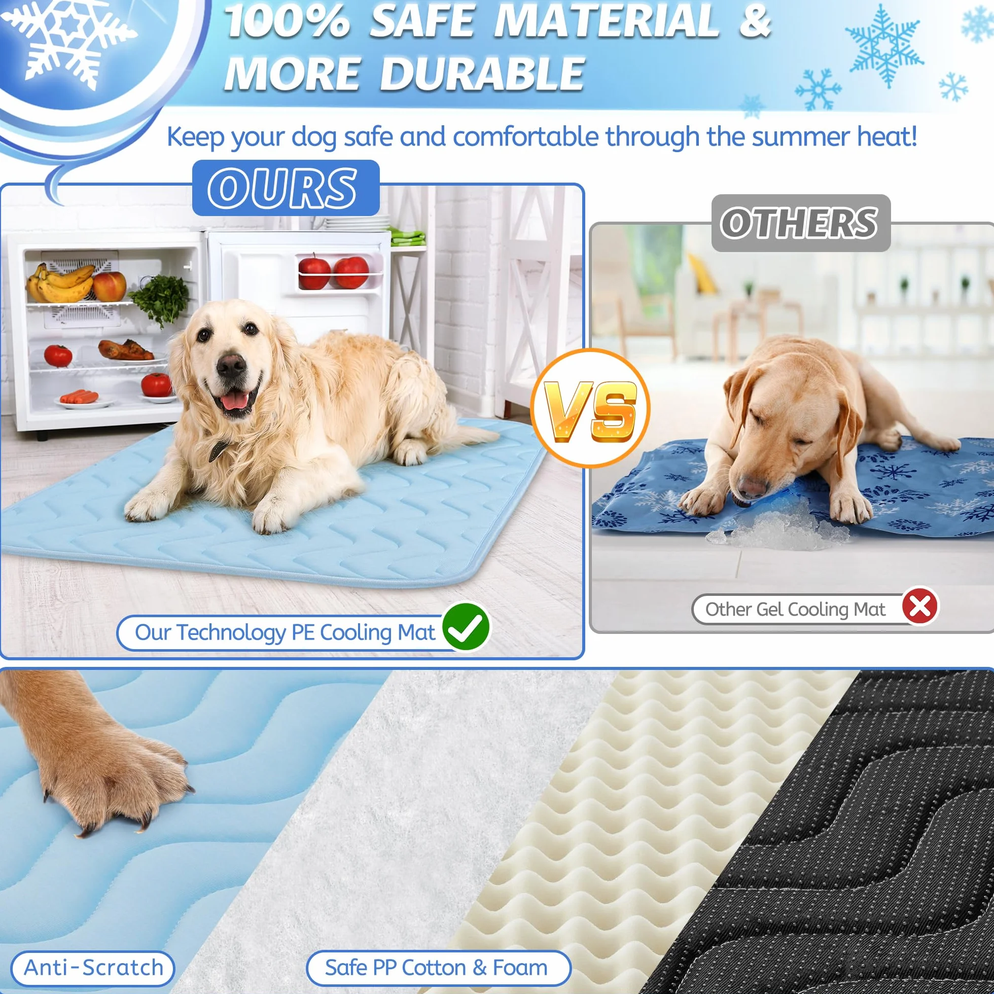 BaoDan Tappetino Refrigerante Cane 90x56cm Tappeto Rinfrescante Lavabile per Cani Gatti Estate