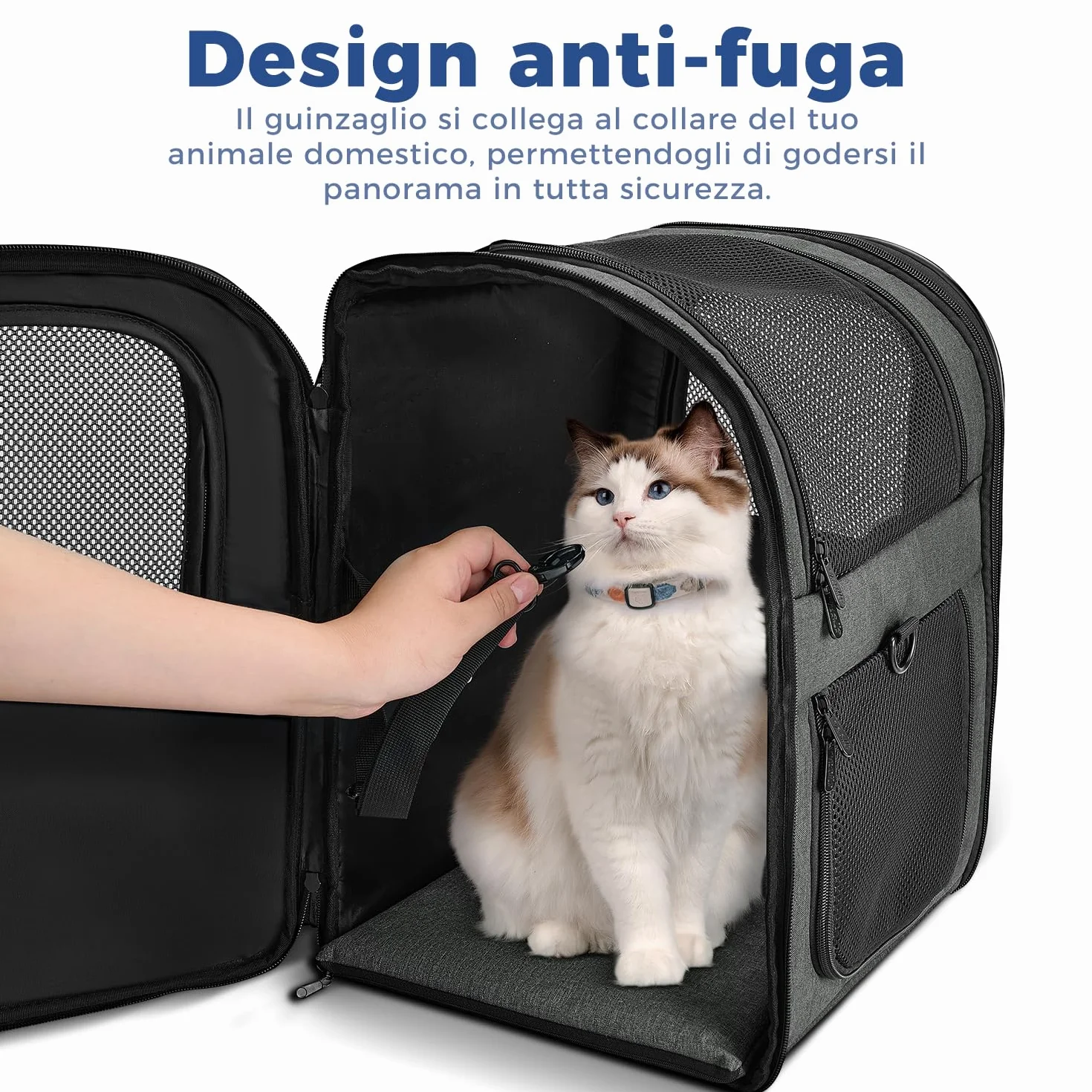 APOLLO WALKER Zaino per Cani e Gatti Traspirante con Supporto per la Schiena, Grigio