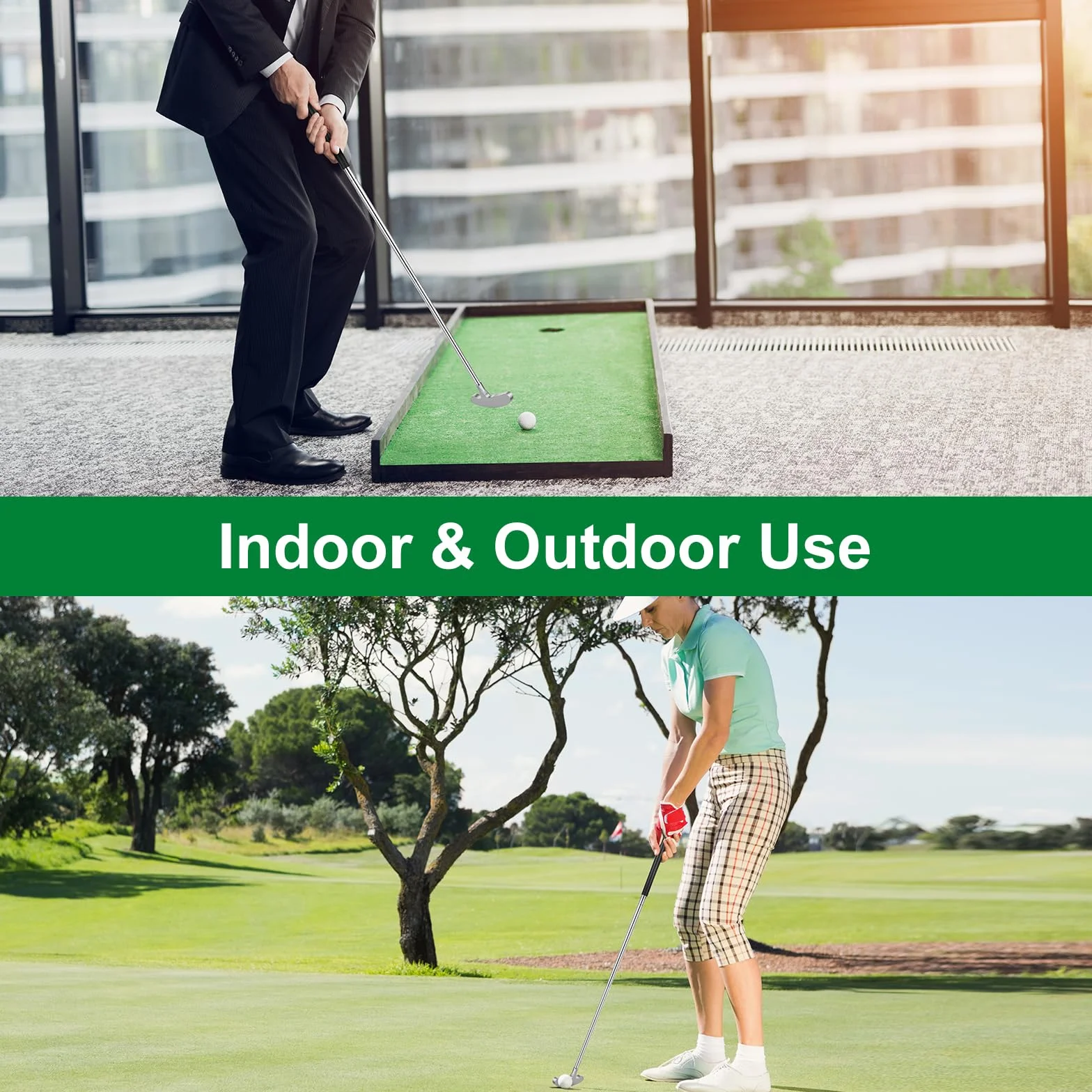 Mazza da Golf Ambidestra, Putter Bidirezionale da 85.5CM Componibile in 3 Pezzi con Impugnatura Antiscivolo in TPE e Testa in Lega di Zinco, Mazze da Golf Portatile per Principianti, Giovani e Adulti