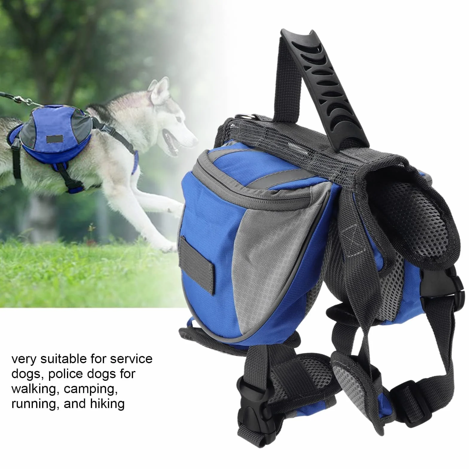 Cyrank Cablatura dello Zaino per Cani, Borsa da Sella per Cani Medio E Grande Giubbotto per Cani Cani da Barbon Cablaggio Zaino per Escursioni per Cani con Tasche per Cane Grande Medio (M)