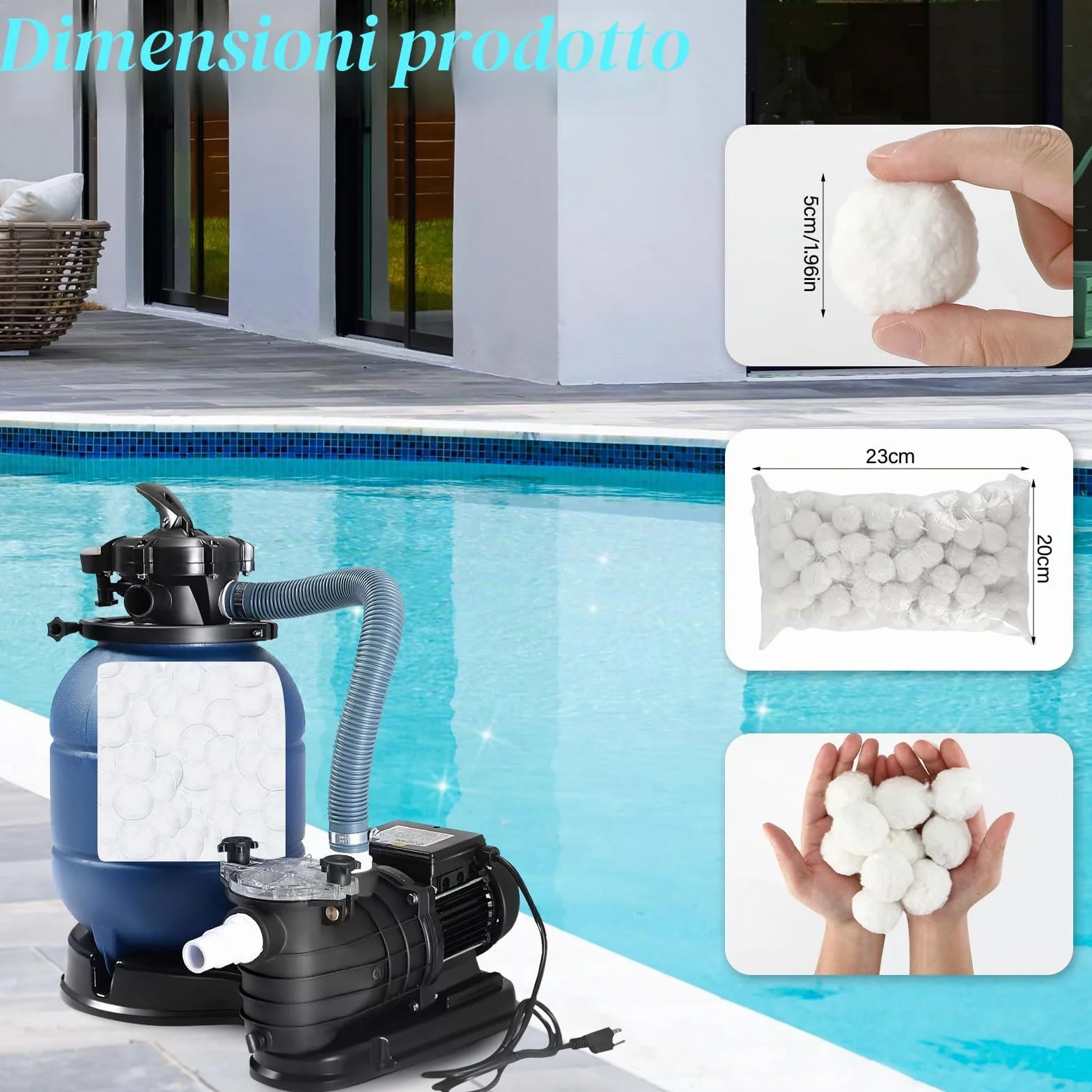 Zikenis 700 g Palline filtranti per impianto di filtraggio a Sabbia,700 g di Palline filtranti per Piscina Possono sostituire 25 kg di Sabbia filtrante,per Convient à Divers SystèMes De Filtration