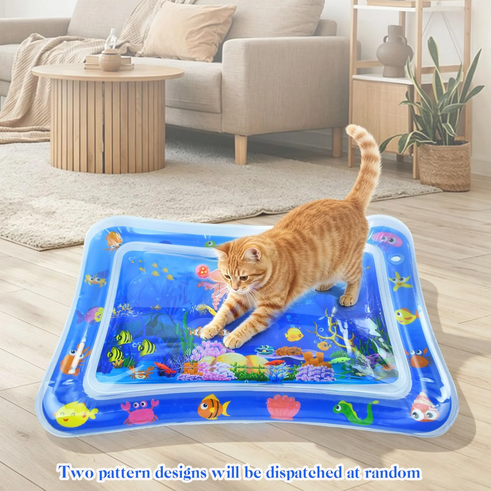 Tappetino da Gioco per Gatti, LED Tappetino Sensoriale ad Acqua per Gatti Interattivo Tappeto Sensoriale Gatto Ispessito, Water Sensor Play Mat Cat
