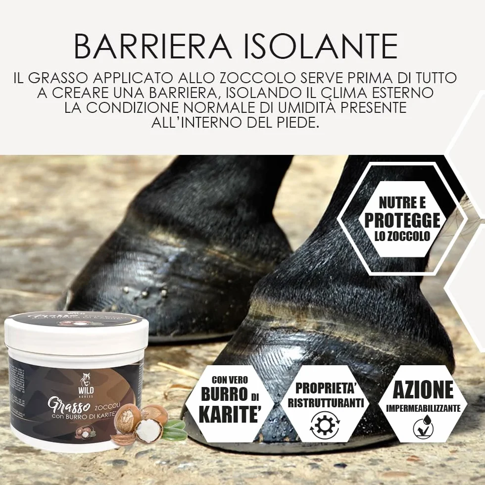 Wild Horses Grasso per Zoccoli al Burro di Karitè 500g Made in Italy