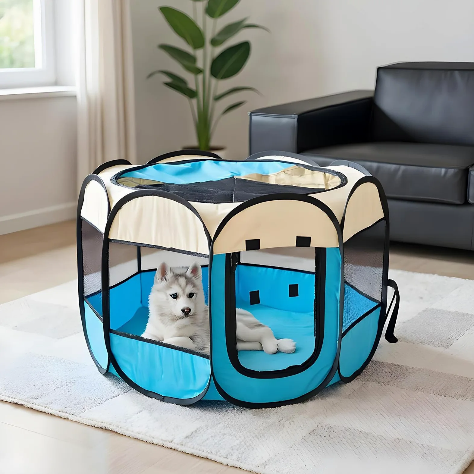 Tenda Cani Domestici Gabbia Recinto per Animali con Lato in Rete Mesh | Tenda Per Gatti Da Interno per Cuccioli, e Piccoli Animali, Casa da per Esterno e Viaggio